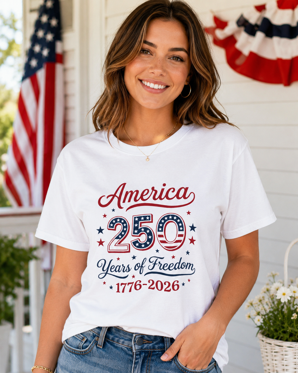 America Eagle T-Shirt — 'Freedom Liberty, Home of the Brave' Patriotic Tee