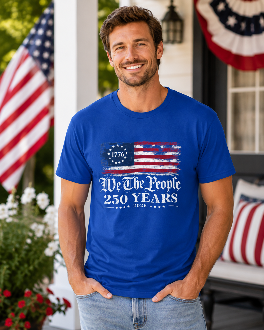 We The People 250 Years T-Shirt — 1776 American Flag Independence Day Tee