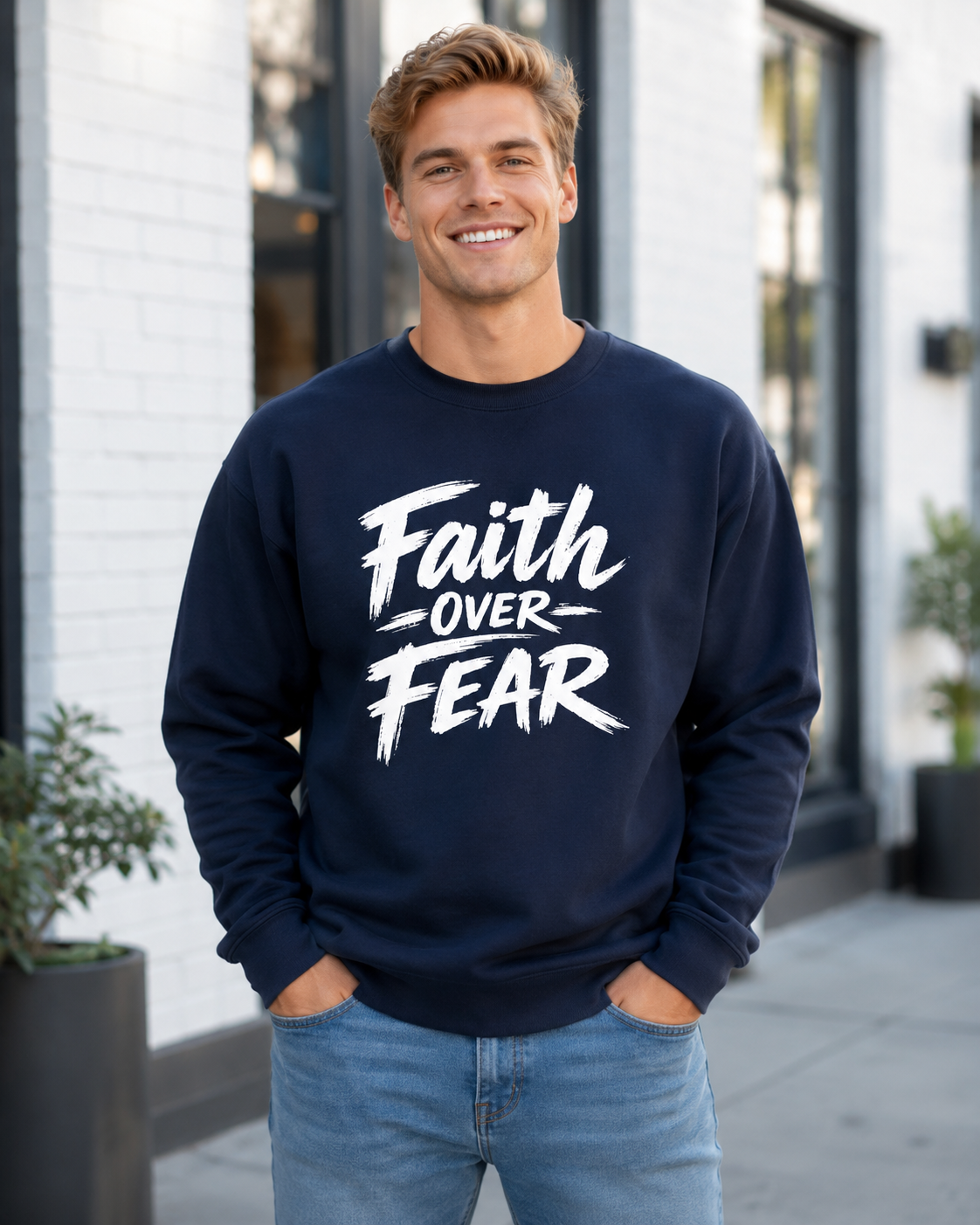 Faith Over Fear Sweatshirt | Inspirational Christian Typography Crewneck | Unisex sweatshirt