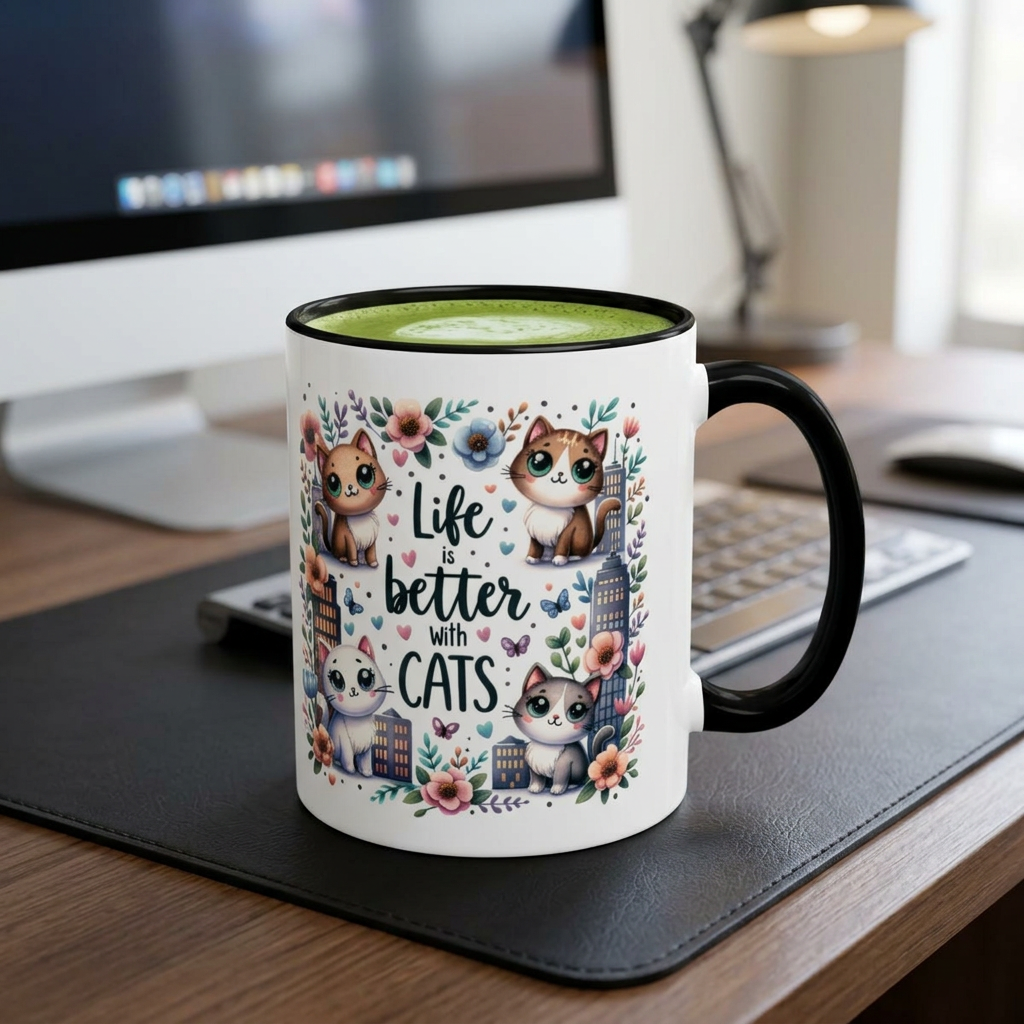 Life Is Better With Cats Accent Coffee Mug 11oz