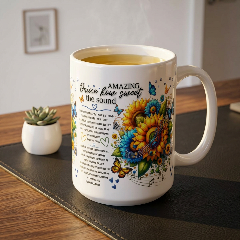 Amazing Grace Sunflower Christian Mug Description: