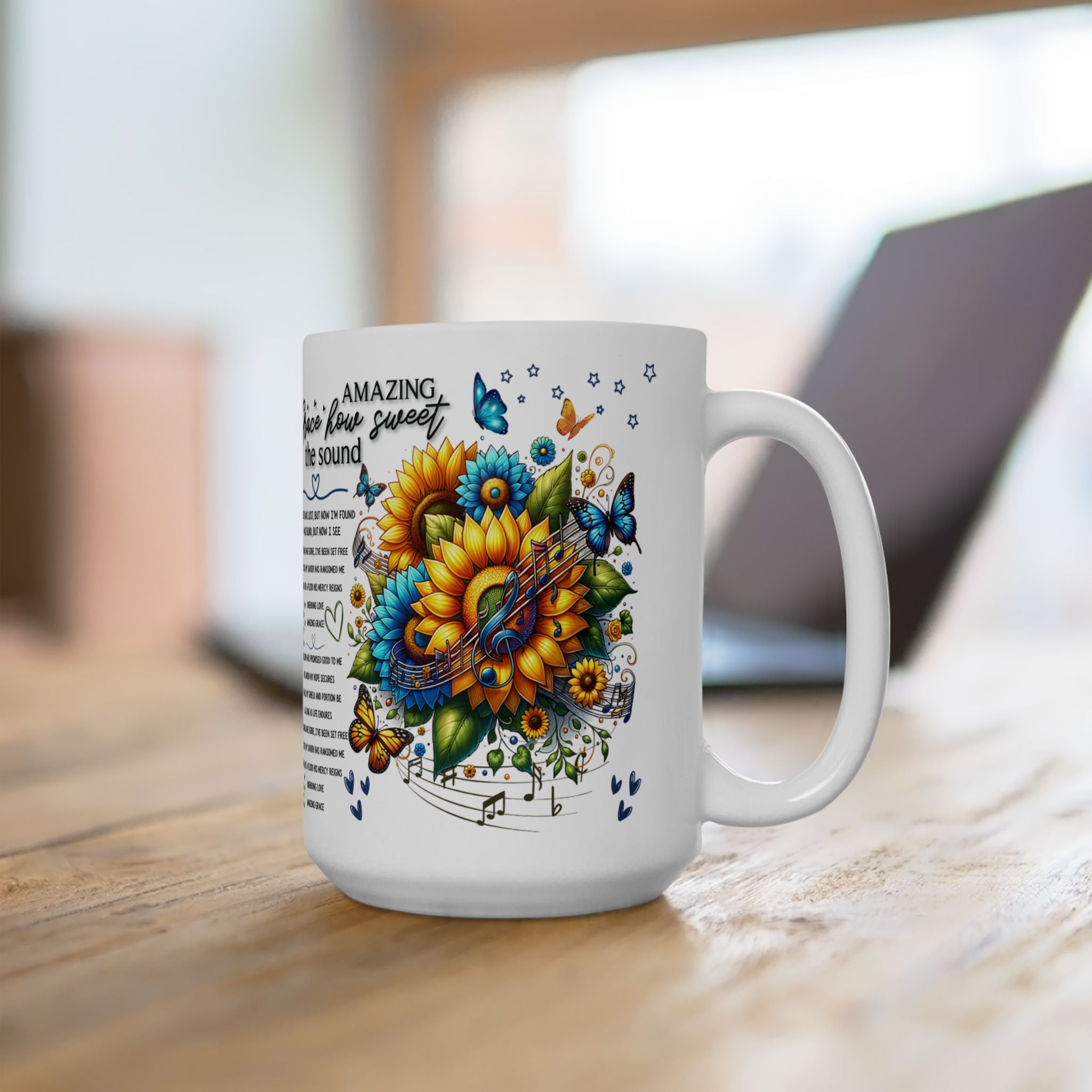 Amazing Grace Sunflower Christian Mug Description: