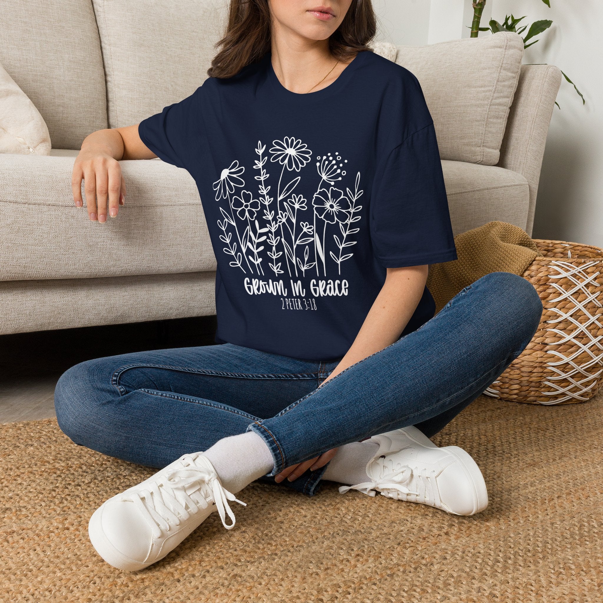 'Growing in Grace' Hand-Drawn Wildflower Tee