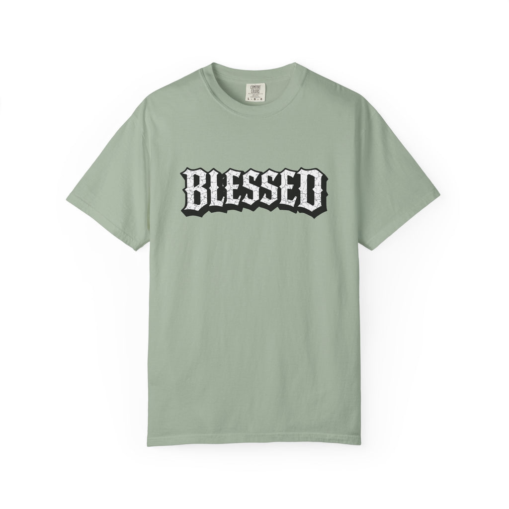 Blessed Script T-shirt | Garment-Dyed Casual Tee | Unisex T-shirt