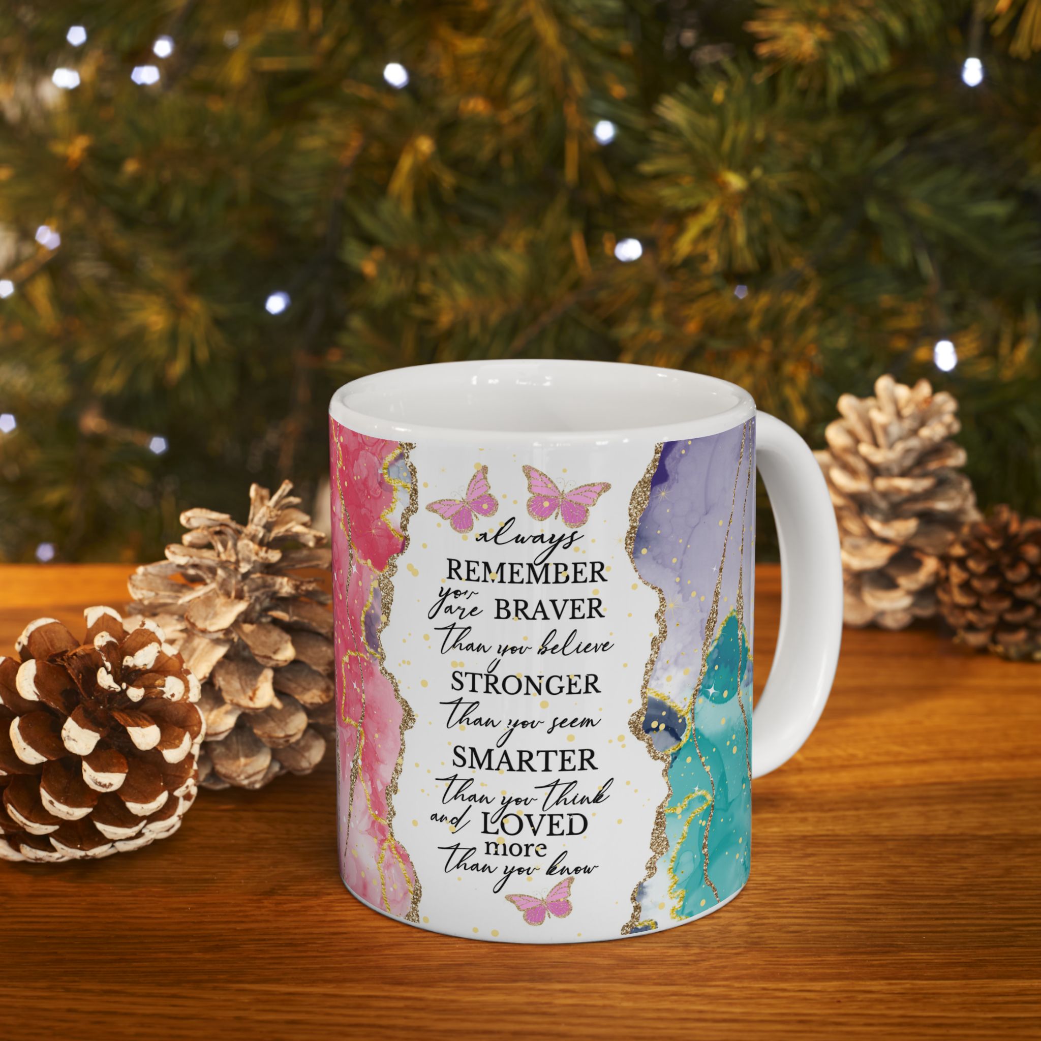 Inspirational Gold-Accented Abstract Art Ceramic Mug (11oz )