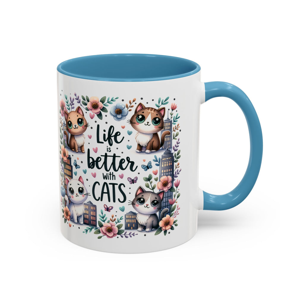 Life Is Better With Cats Accent Coffee Mug 11oz