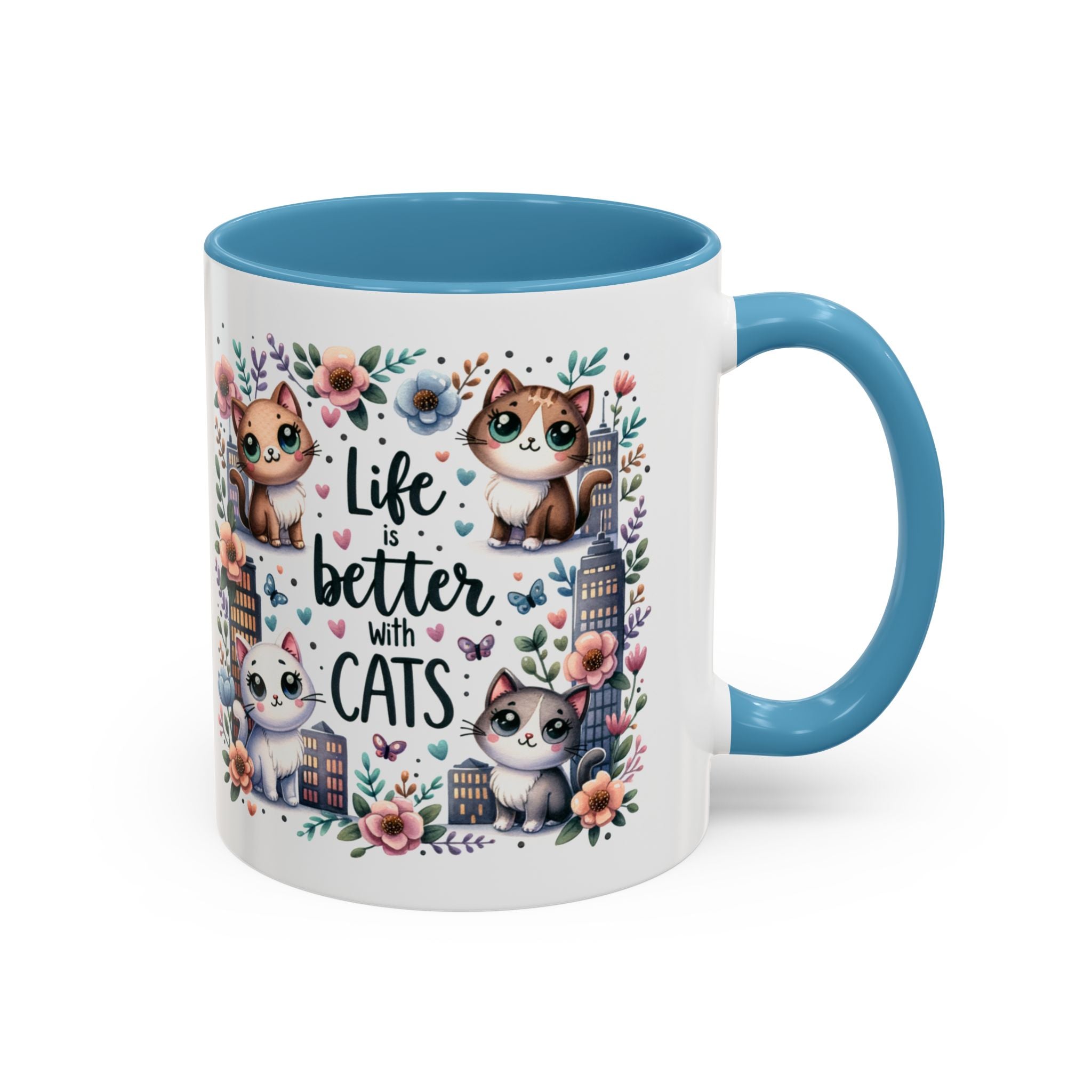 Life Is Better With Cats Accent Coffee Mug 11oz