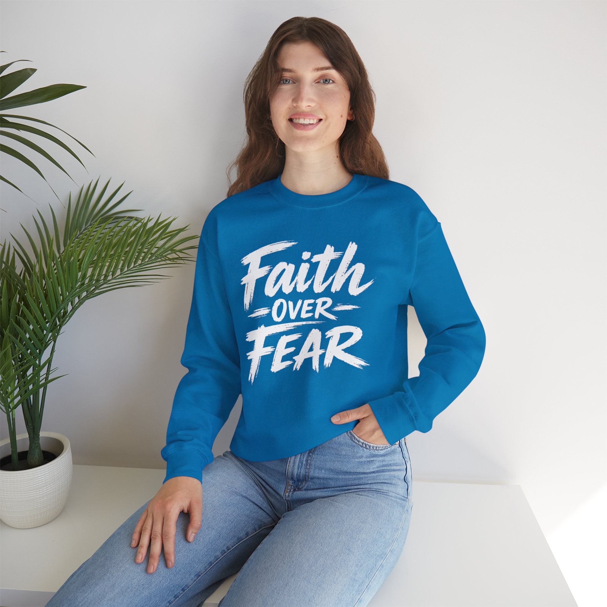 Faith Over Fear Sweatshirt | Inspirational Christian Typography Crewneck | Unisex sweatshirt
