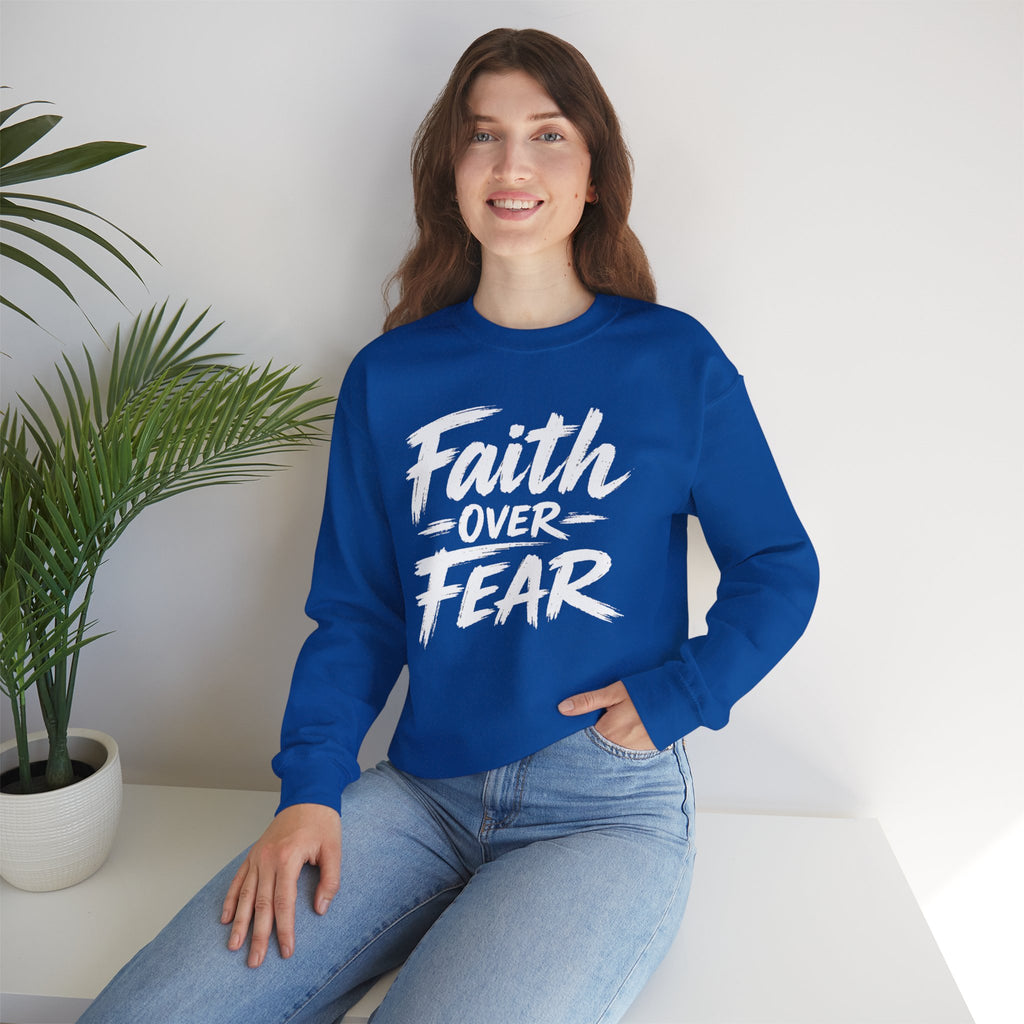 Faith Over Fear Sweatshirt | Inspirational Christian Typography Crewneck | Unisex sweatshirt