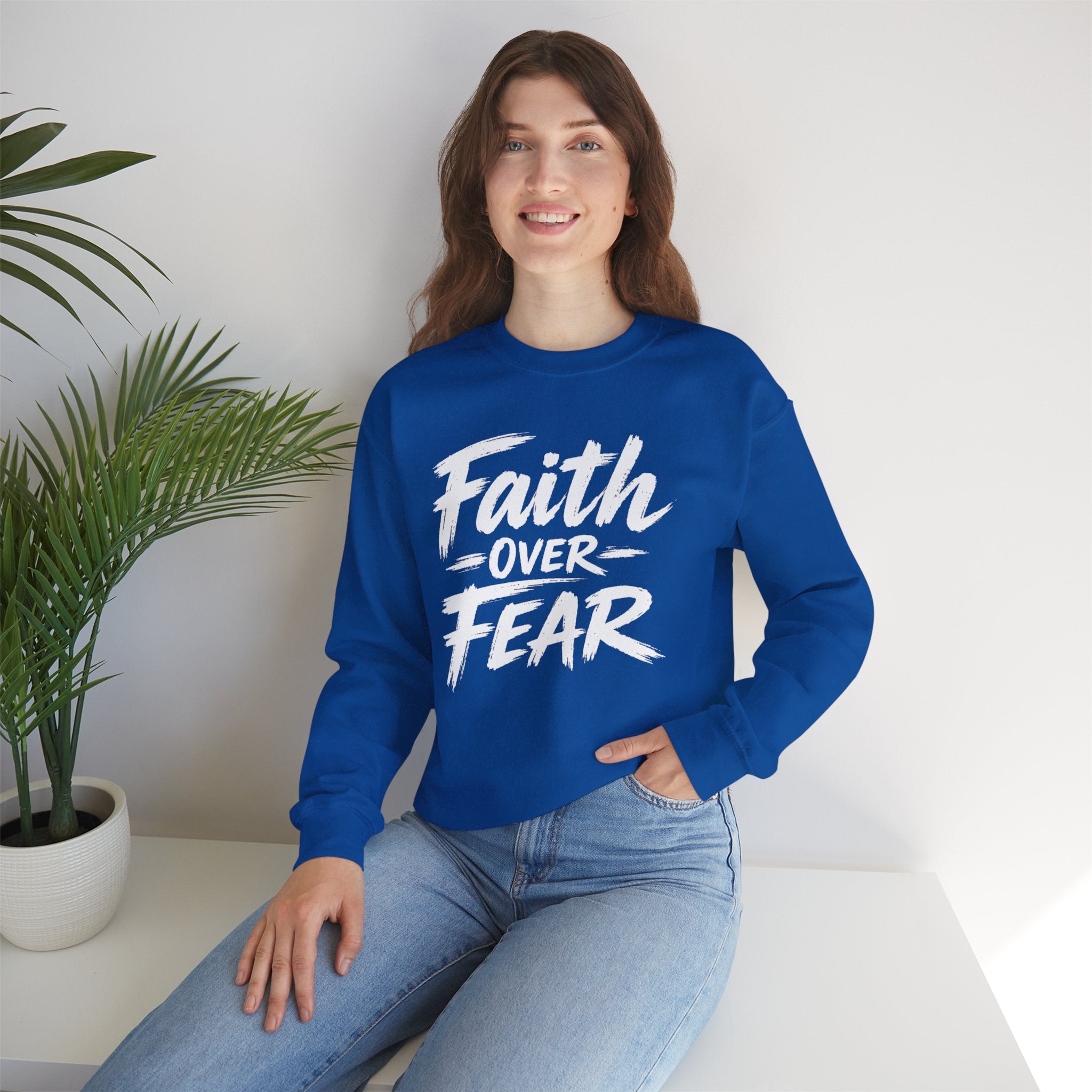 Faith Over Fear Sweatshirt | Inspirational Christian Typography Crewneck | Unisex sweatshirt