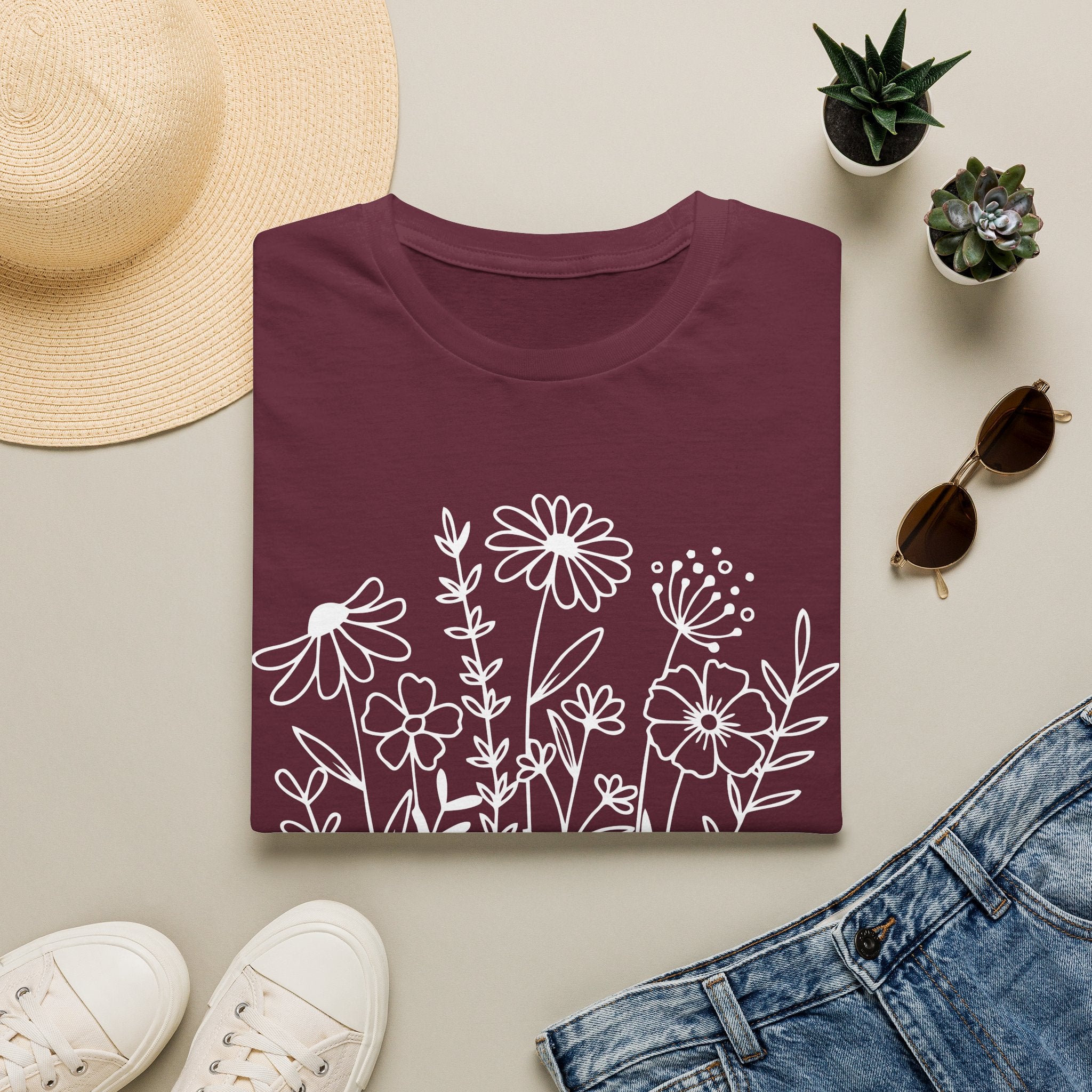 'Growing in Grace' Hand-Drawn Wildflower Tee