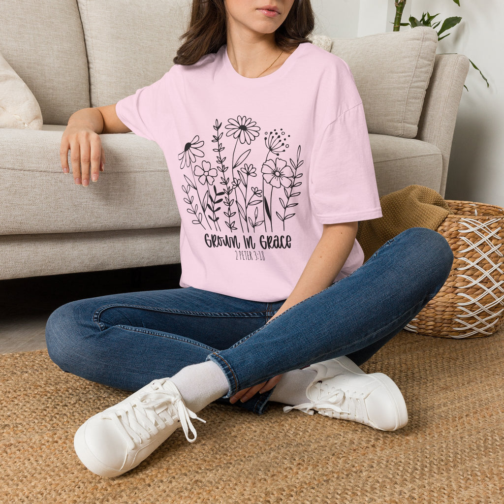 'Growing in Grace' Hand-Drawn Wildflower Tee