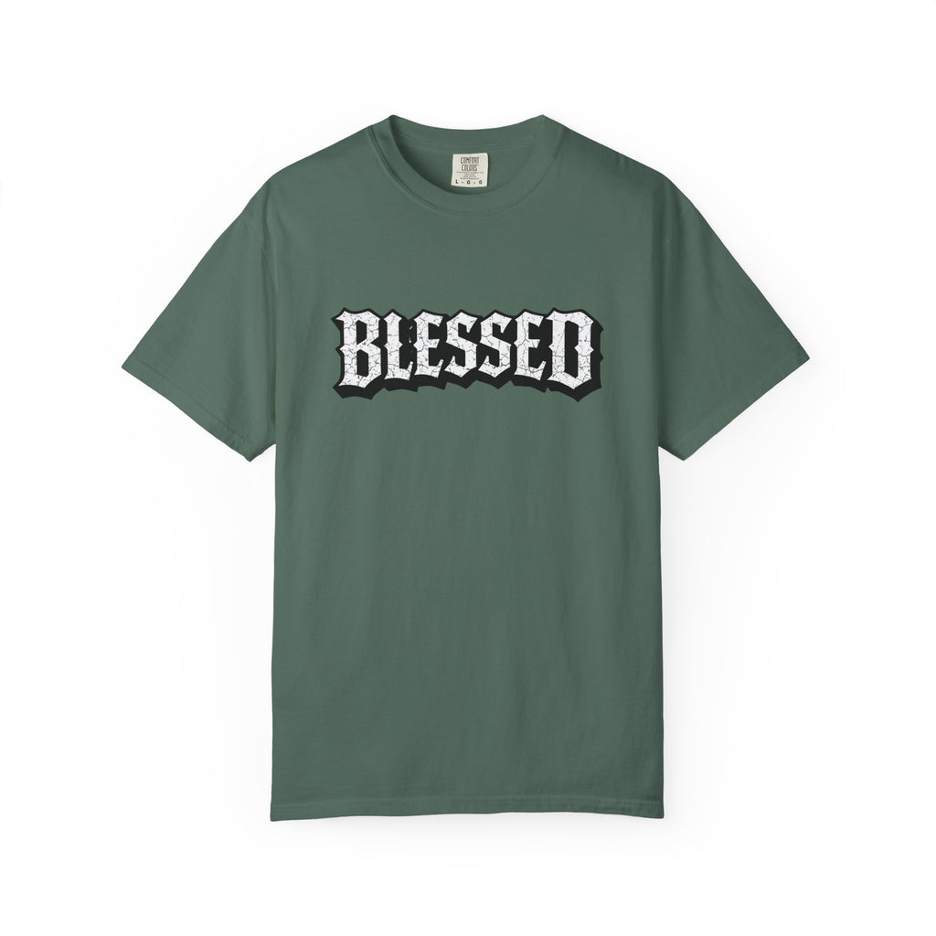 Blessed Script T-shirt | Garment-Dyed Casual Tee | Unisex T-shirt