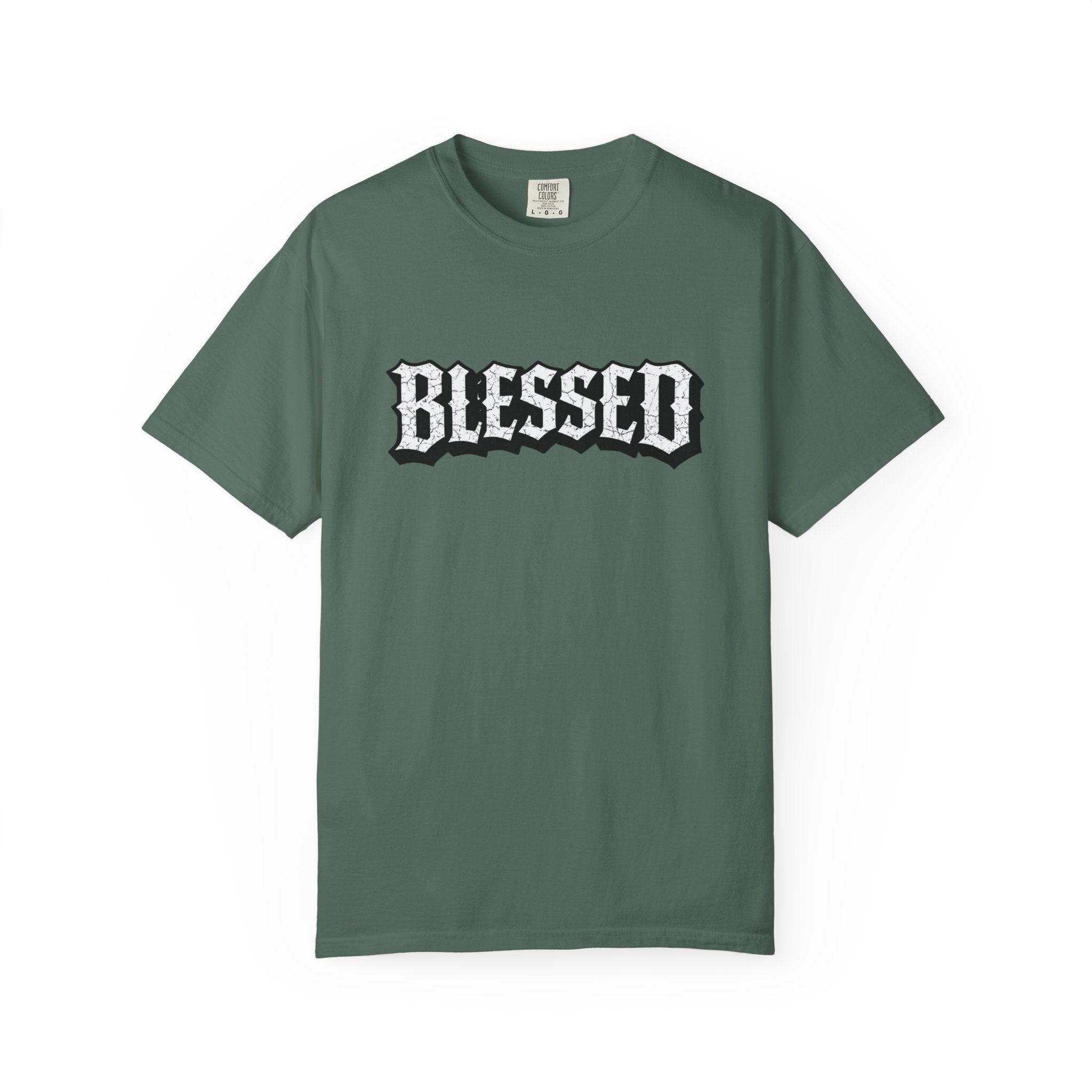 Blessed Script T-shirt | Garment-Dyed Casual Tee | Unisex T-shirt