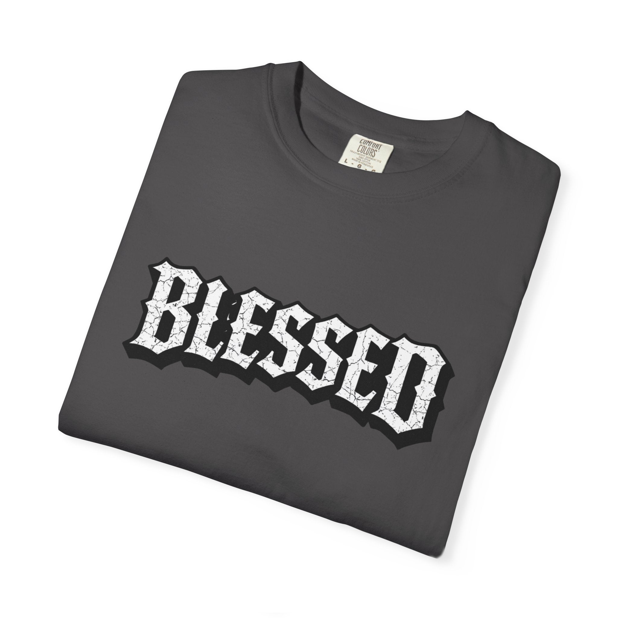 Blessed Script T-shirt | Garment-Dyed Casual Tee | Unisex T-shirt