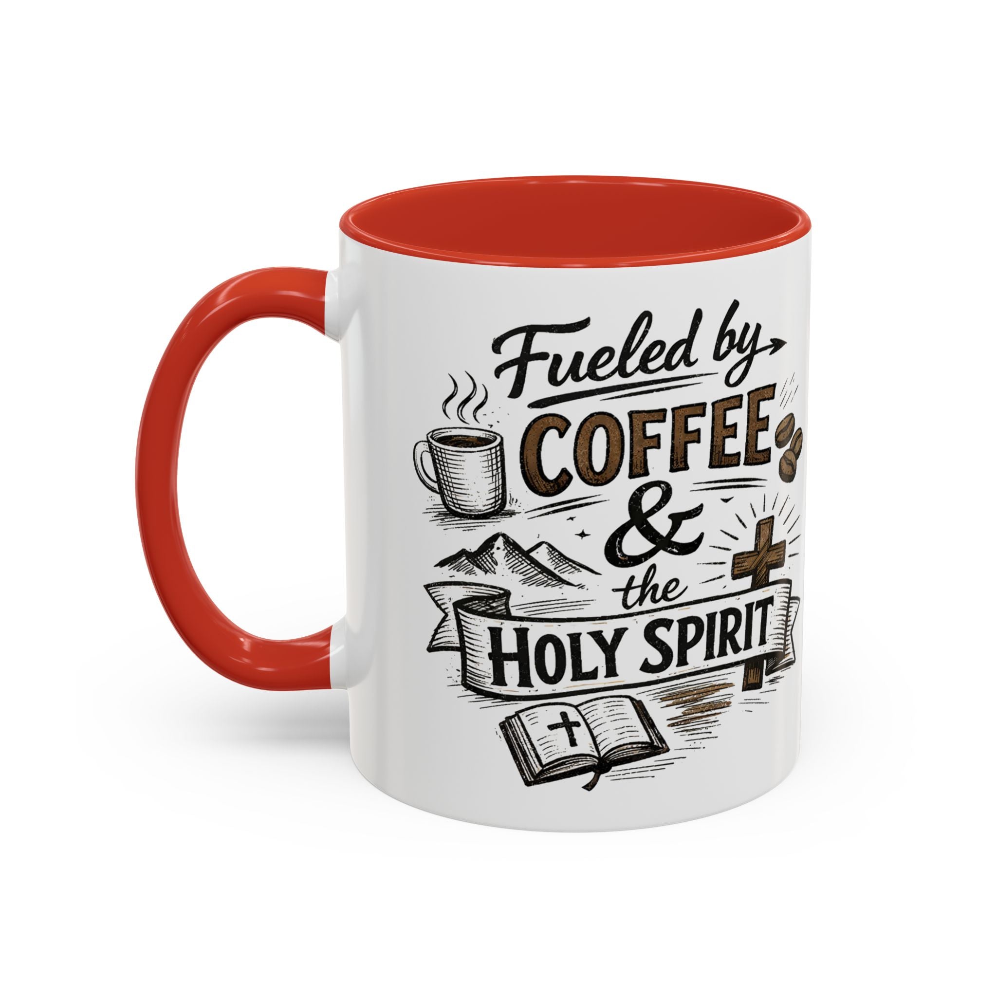 Fueled By Coffee And The Holy Spirit Accent Coffee Mug (11oz)