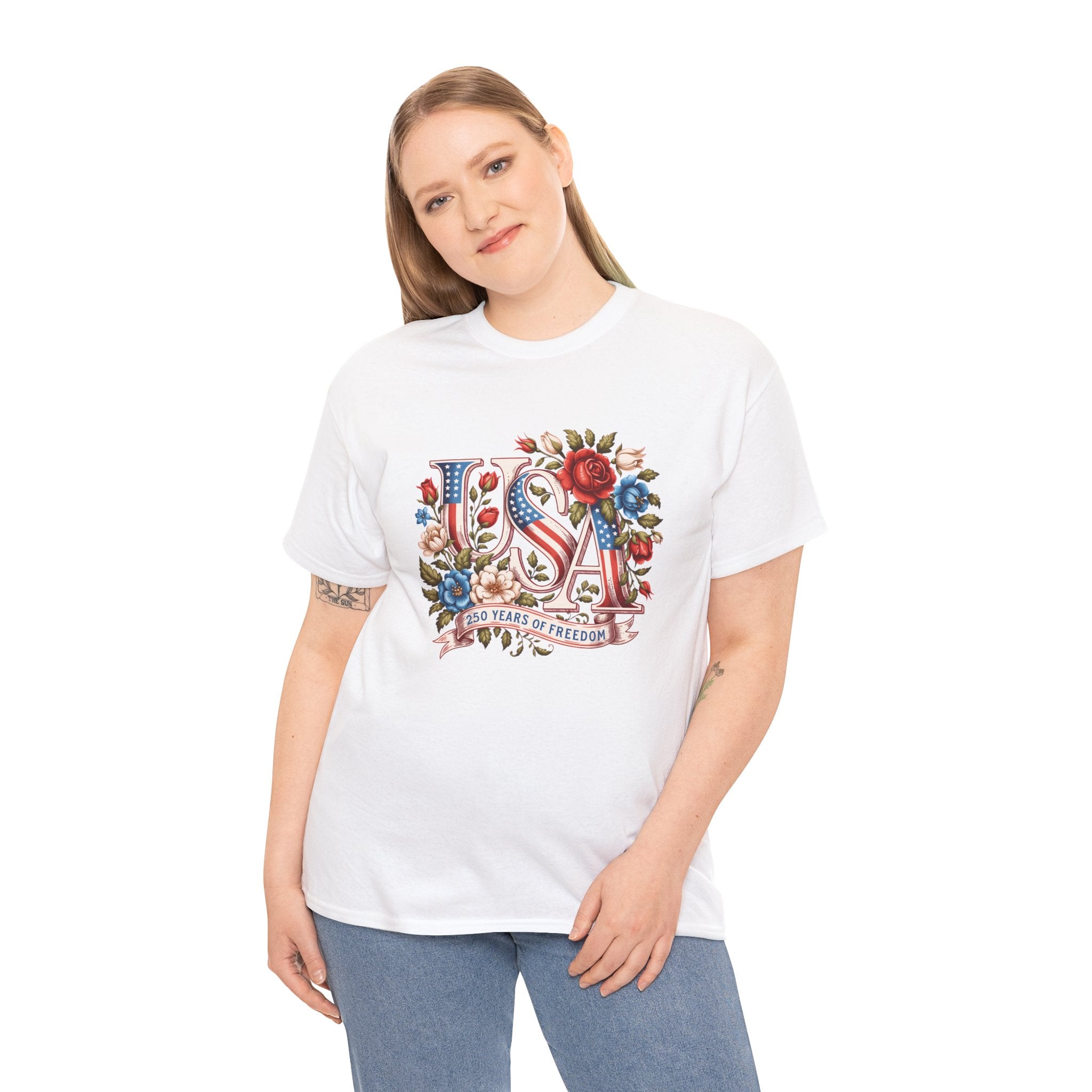 USA Floral 'Land of the Free' T-Shirt
