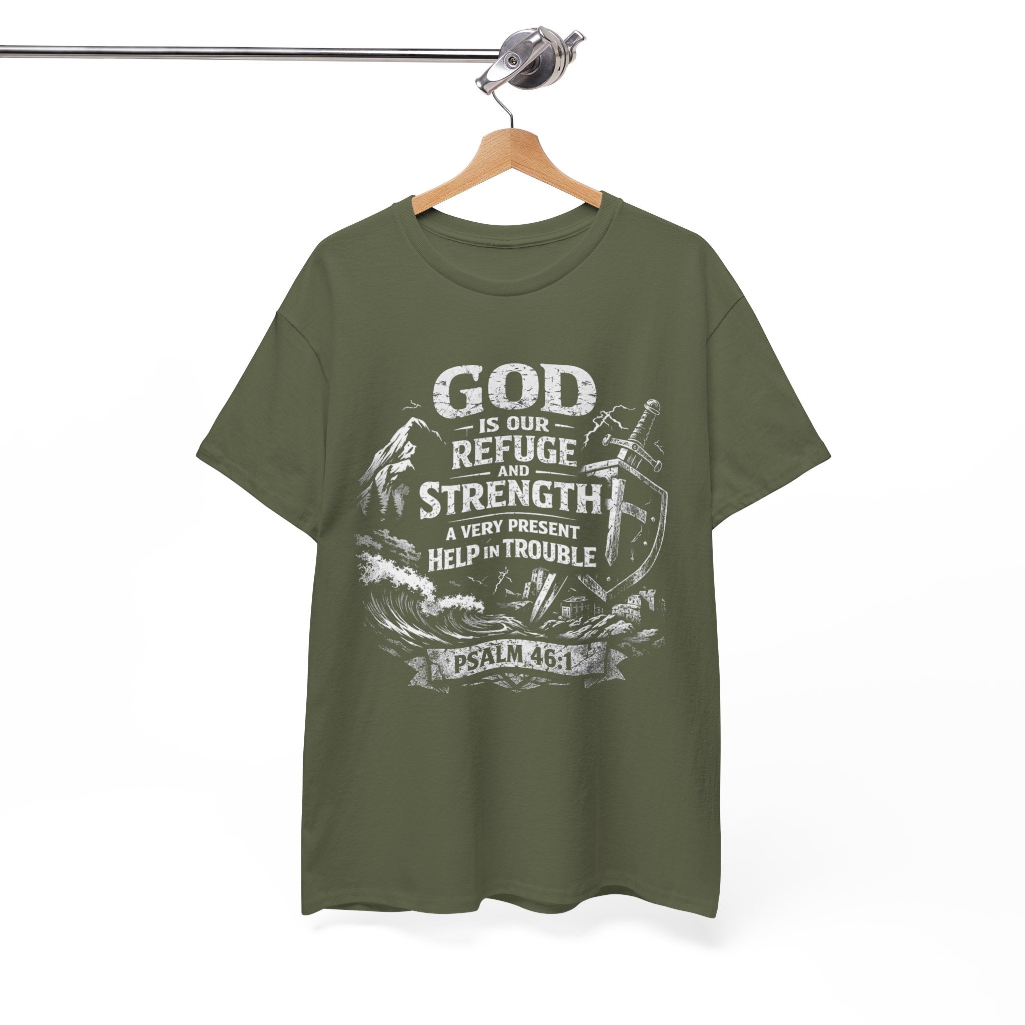 Psalm 46:1 Christian Tee | God Is Our Refuge and Strength Shirt