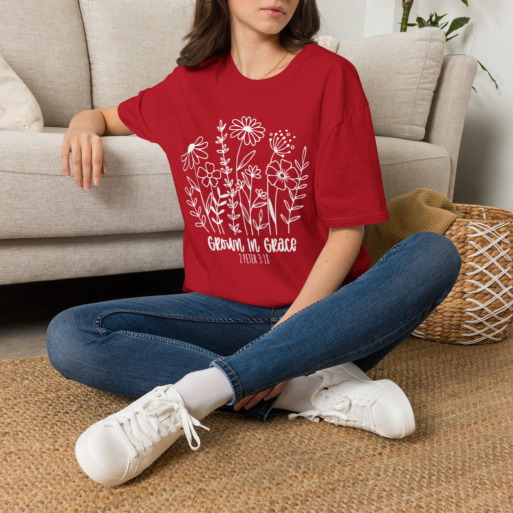 'Growing in Grace' Hand-Drawn Wildflower Tee