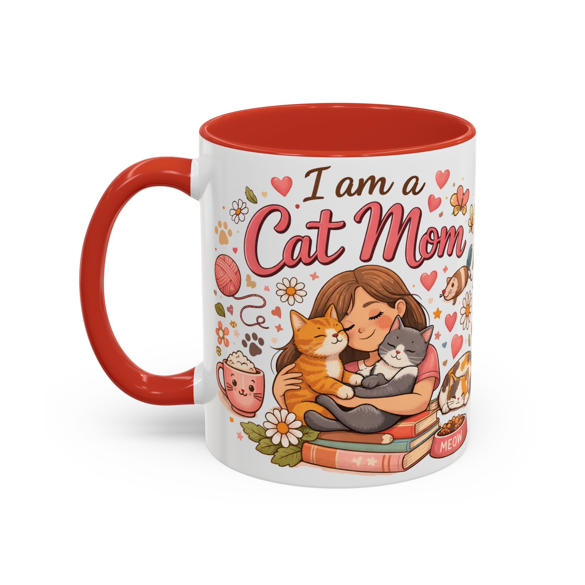 I Am a Cat Mom Accent Mug | Cute Cat Lover Coffee Cup