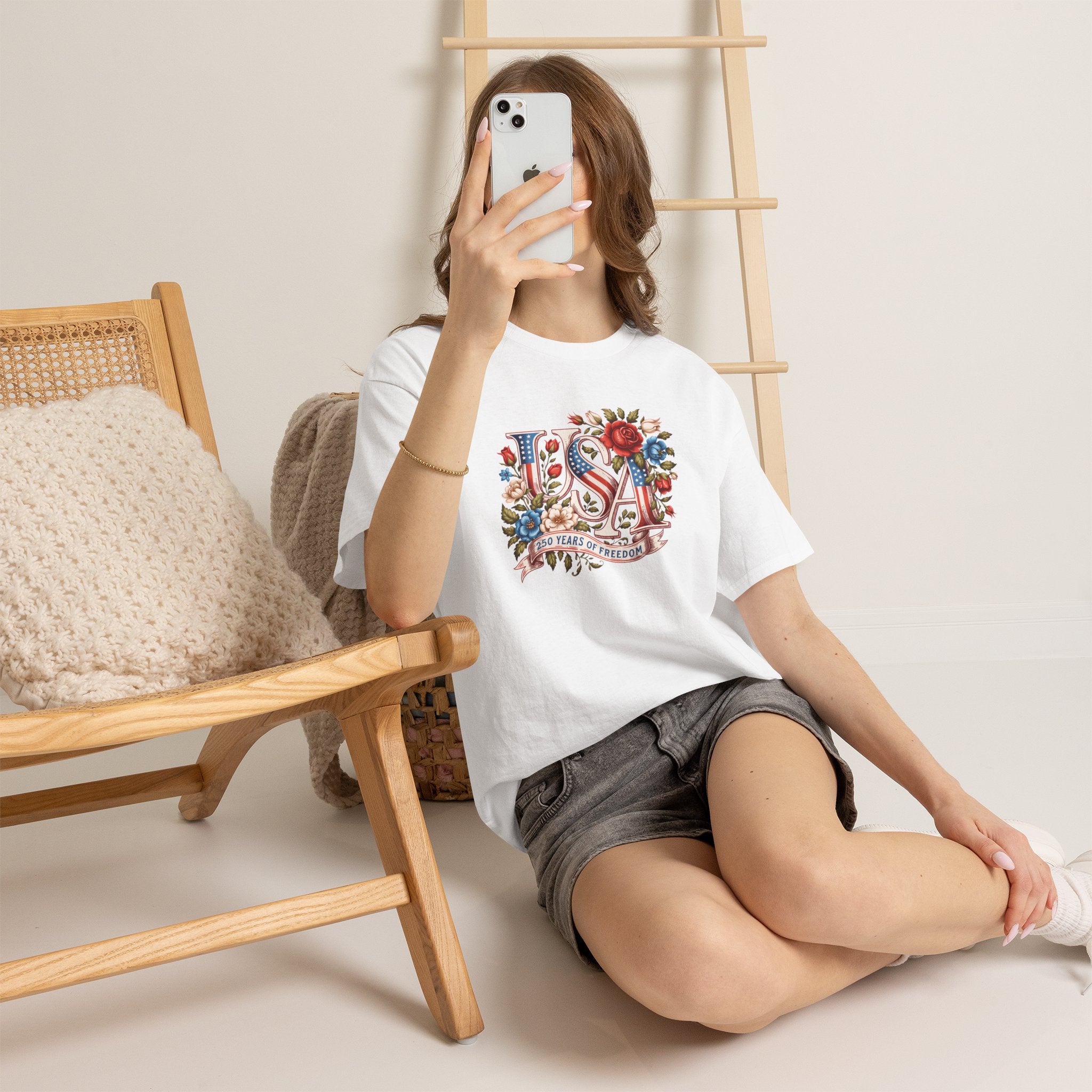 USA Floral 'Land of the Free' T-Shirt