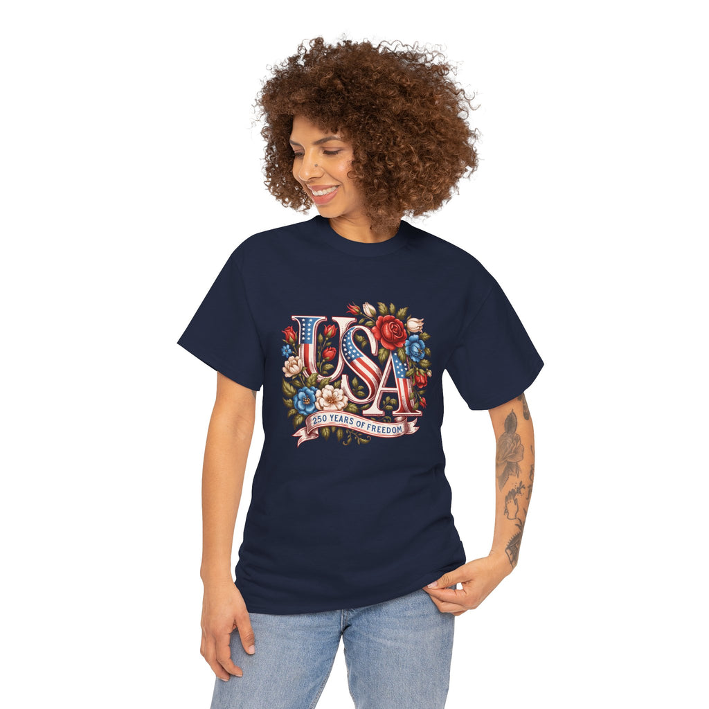 USA Floral 'Land of the Free' T-Shirt