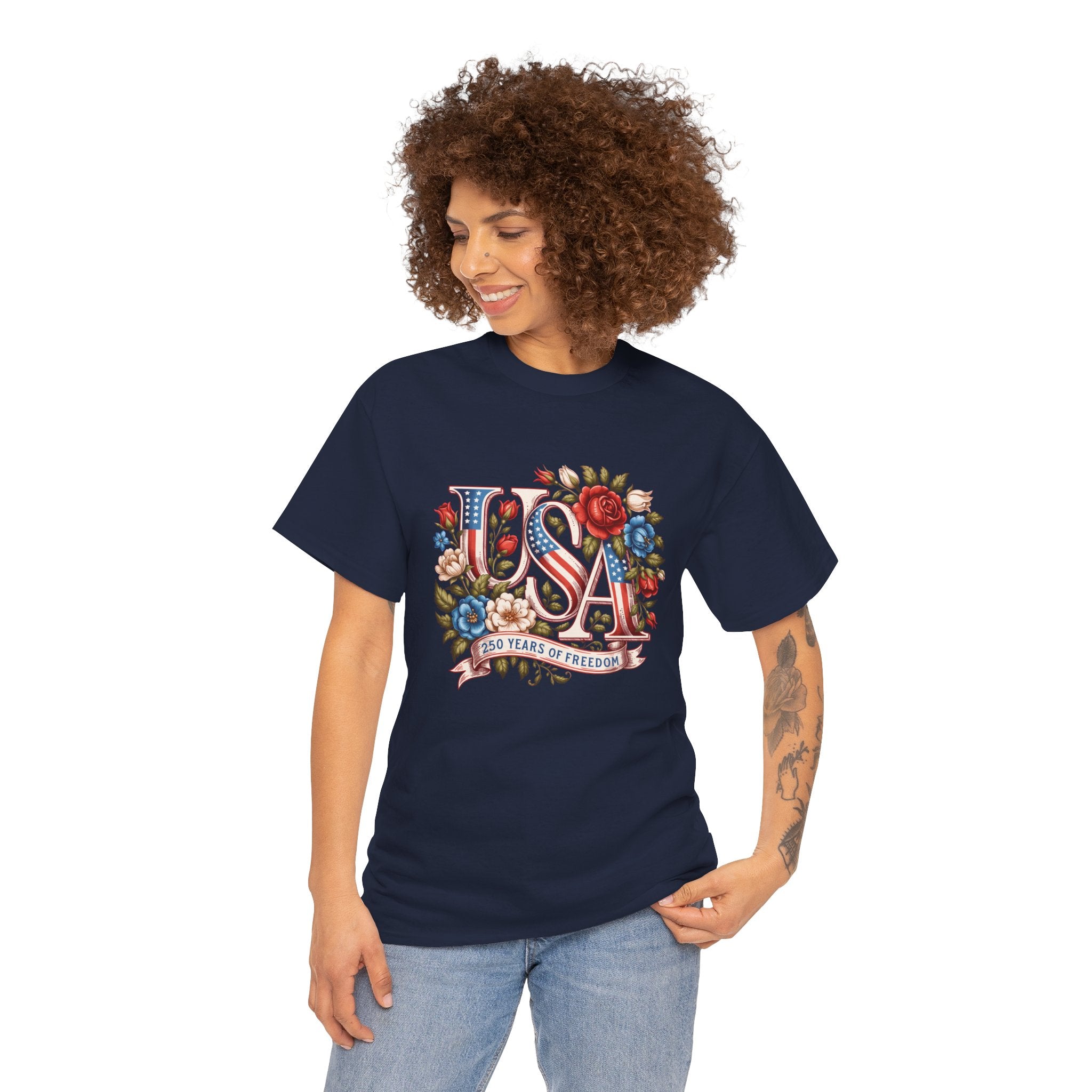 USA Floral 'Land of the Free' T-Shirt