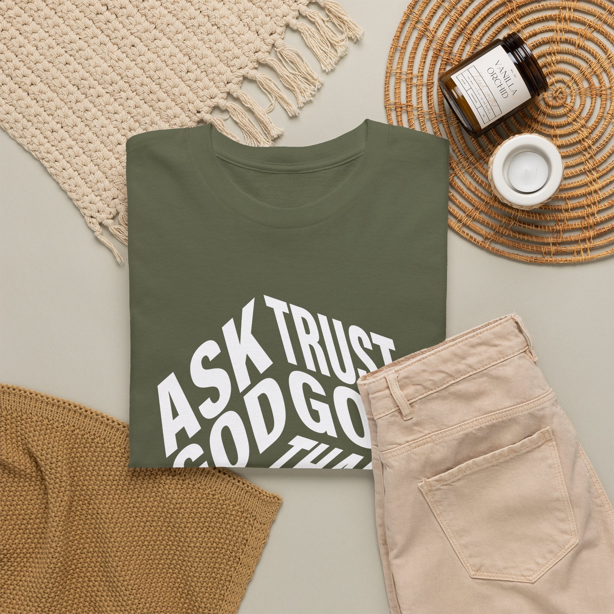 "Ask God, Trust God, Thank God" Unisex Tee
