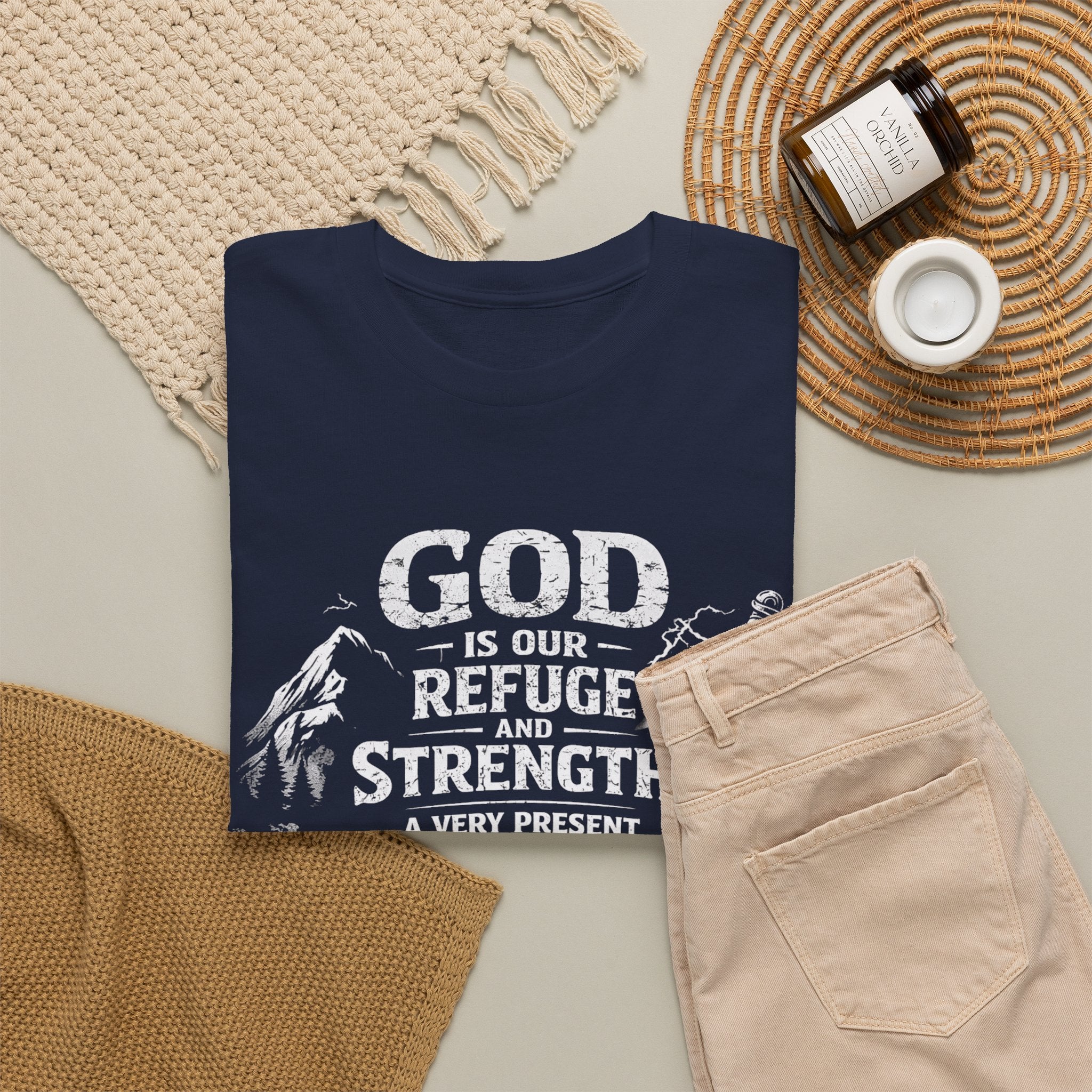 Psalm 46:1 Christian Tee | God Is Our Refuge and Strength Shirt