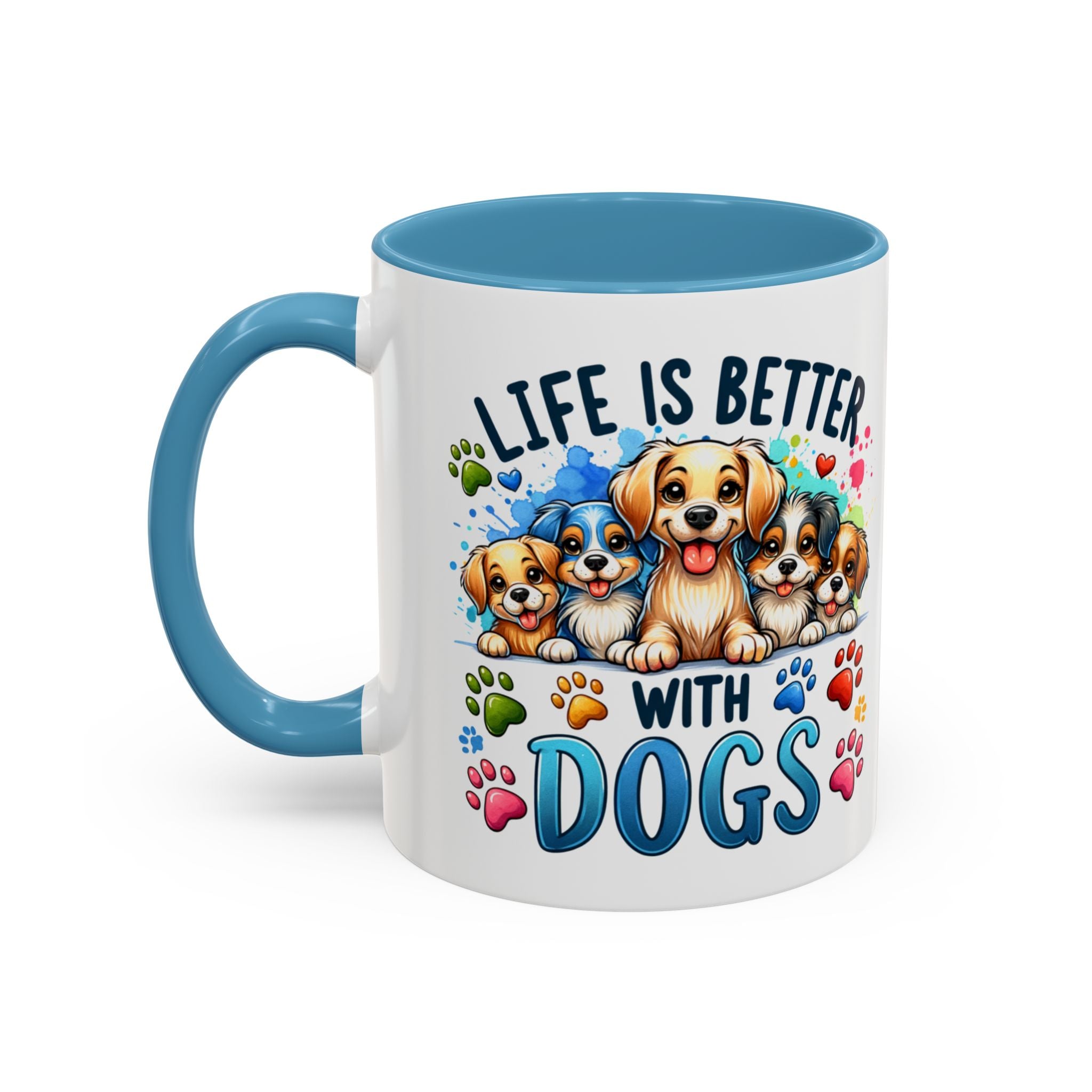 "Life Is Better With Dogs" Accent Dog Lover Mug (11 oz)