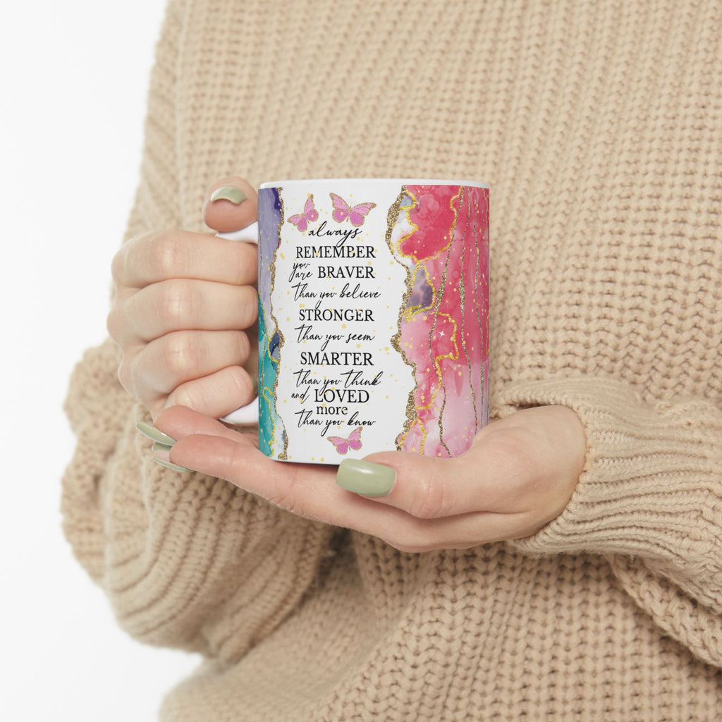Inspirational Gold-Accented Abstract Art Ceramic Mug (11oz )