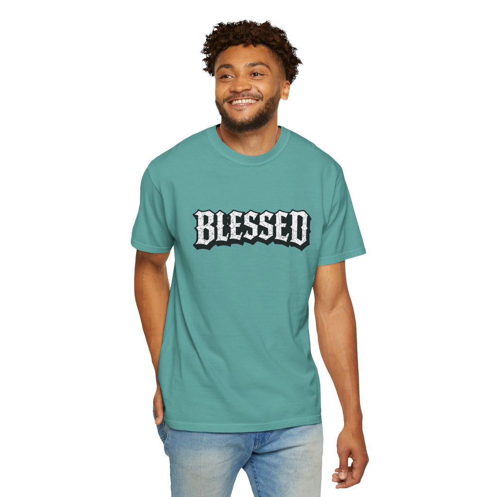 Blessed Script T-shirt | Garment-Dyed Casual Tee | Unisex T-shirt