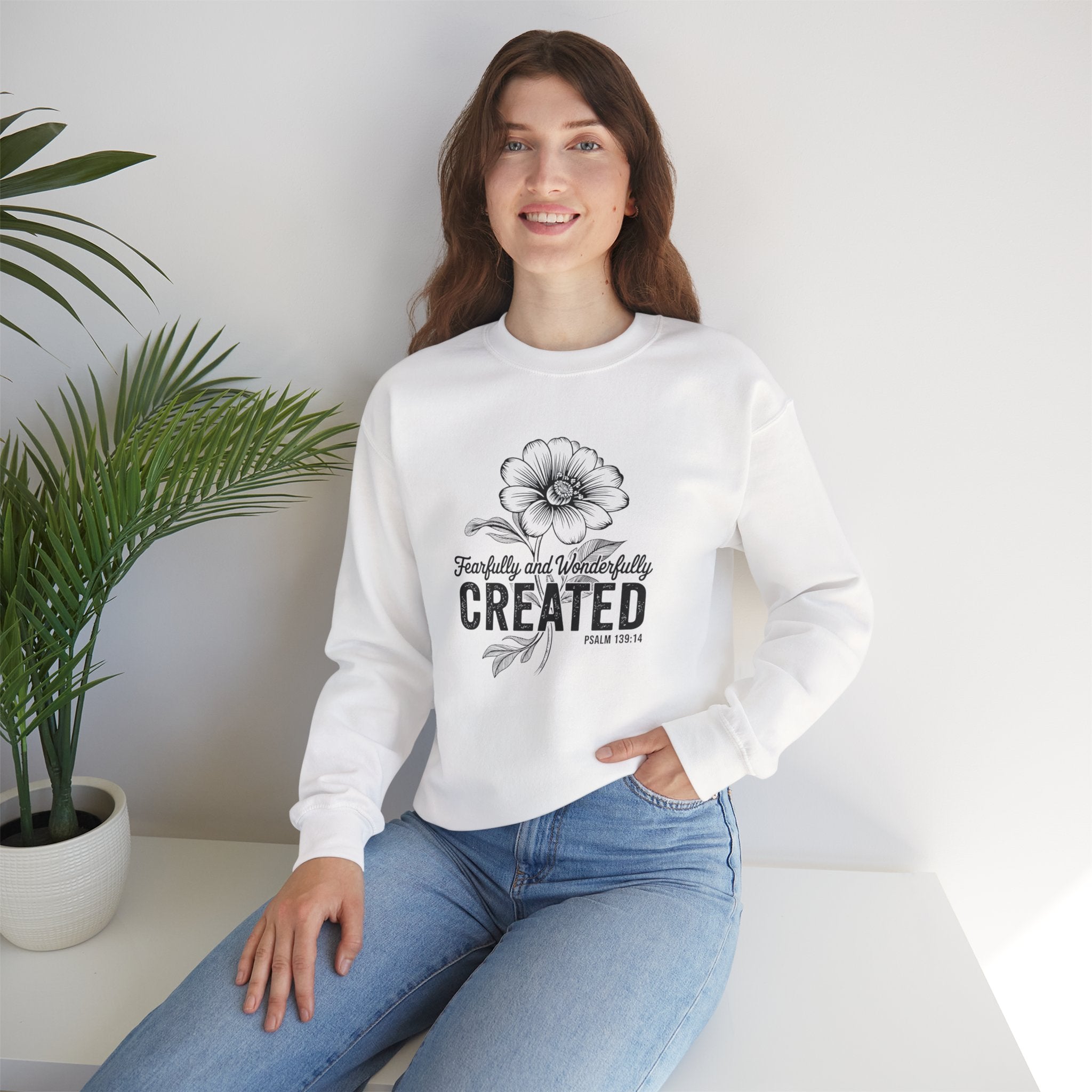 Fearfully and Wonderfully Created Psalm 139:14 Crewneck Sweatshirt