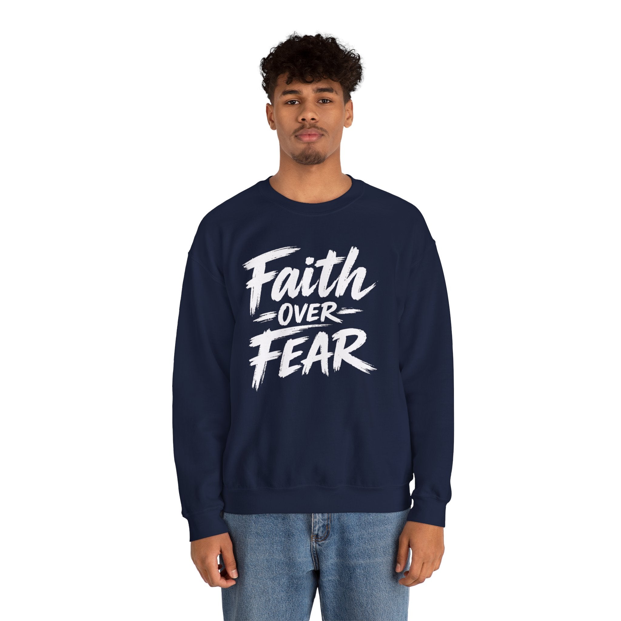 Faith Over Fear Sweatshirt | Inspirational Christian Typography Crewneck | Unisex sweatshirt