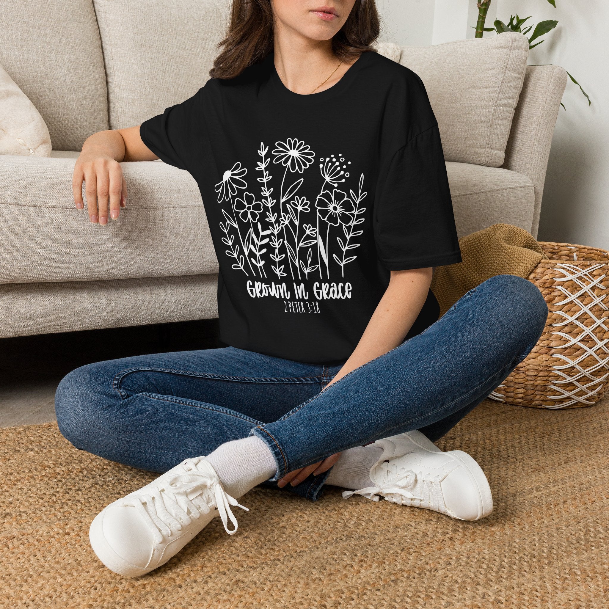 'Growing in Grace' Hand-Drawn Wildflower Tee