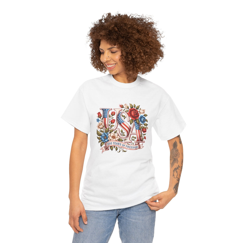 USA Floral 'Land of the Free' T-Shirt