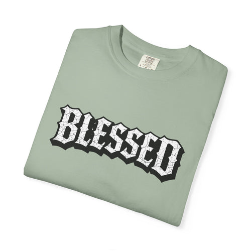 Blessed Script T-shirt | Garment-Dyed Casual Tee | Unisex T-shirt