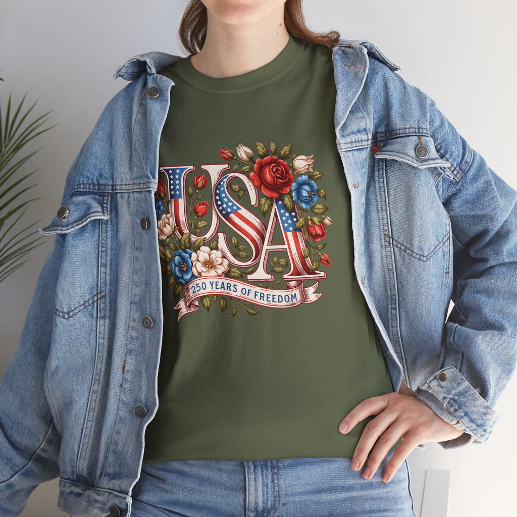 USA Floral 'Land of the Free' T-Shirt