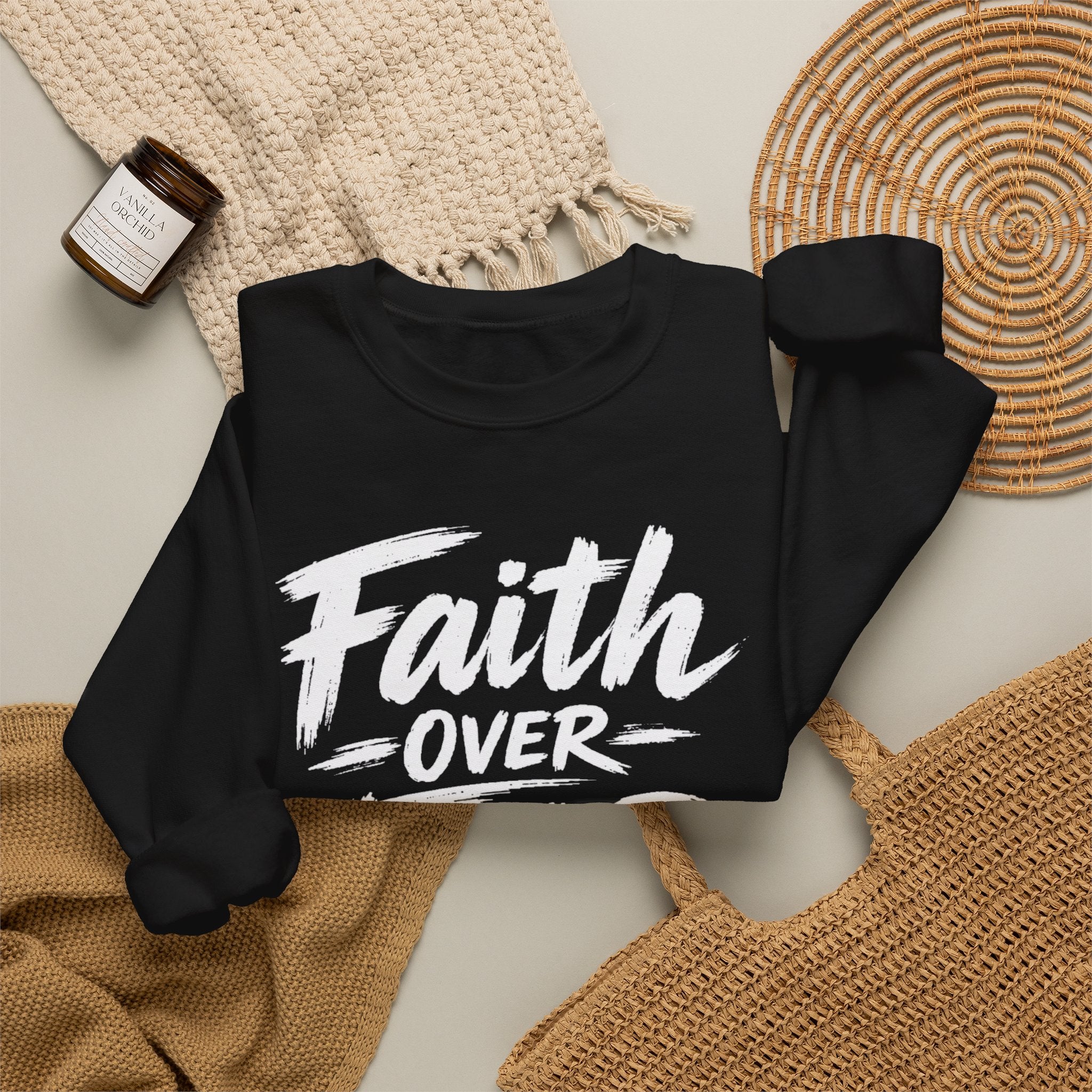 Faith Over Fear Sweatshirt | Inspirational Christian Typography Crewneck | Unisex sweatshirt