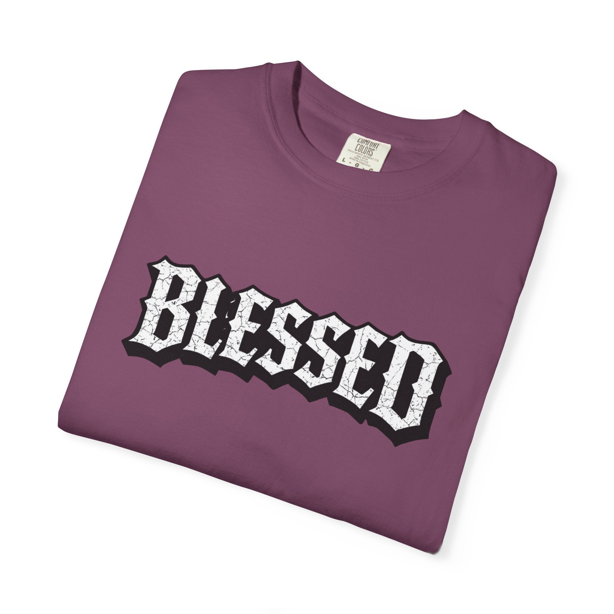 Blessed Script T-shirt | Garment-Dyed Casual Tee | Unisex T-shirt