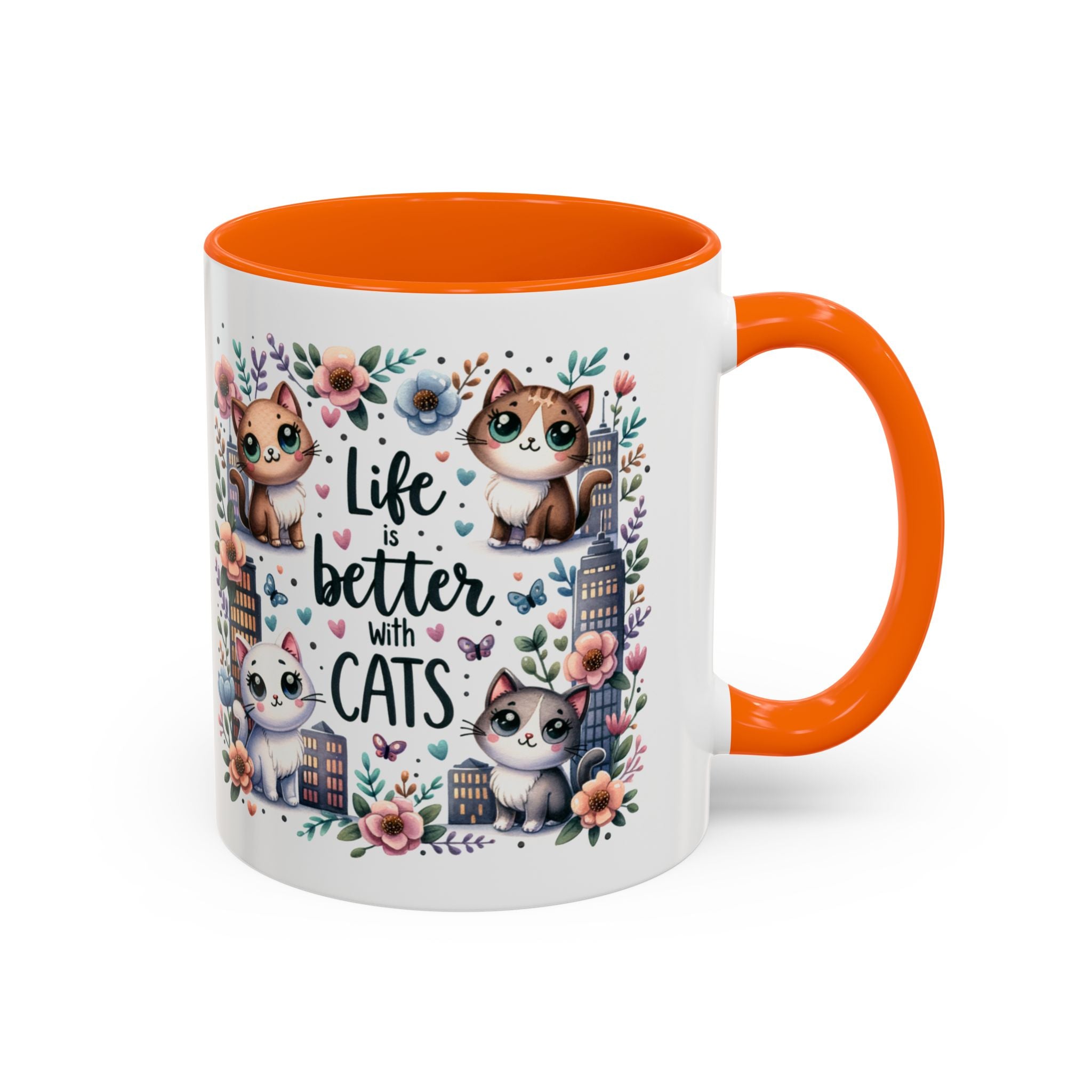 Life Is Better With Cats Accent Coffee Mug 11oz