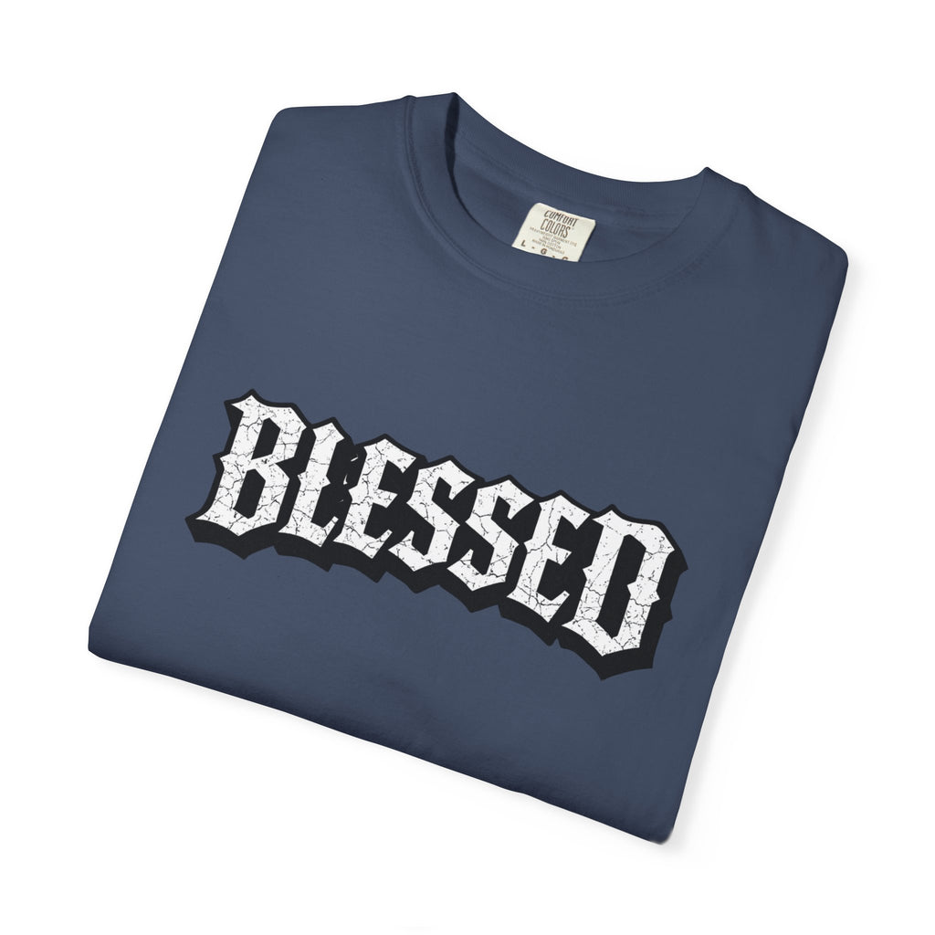 Blessed Script T-shirt | Garment-Dyed Casual Tee | Unisex T-shirt