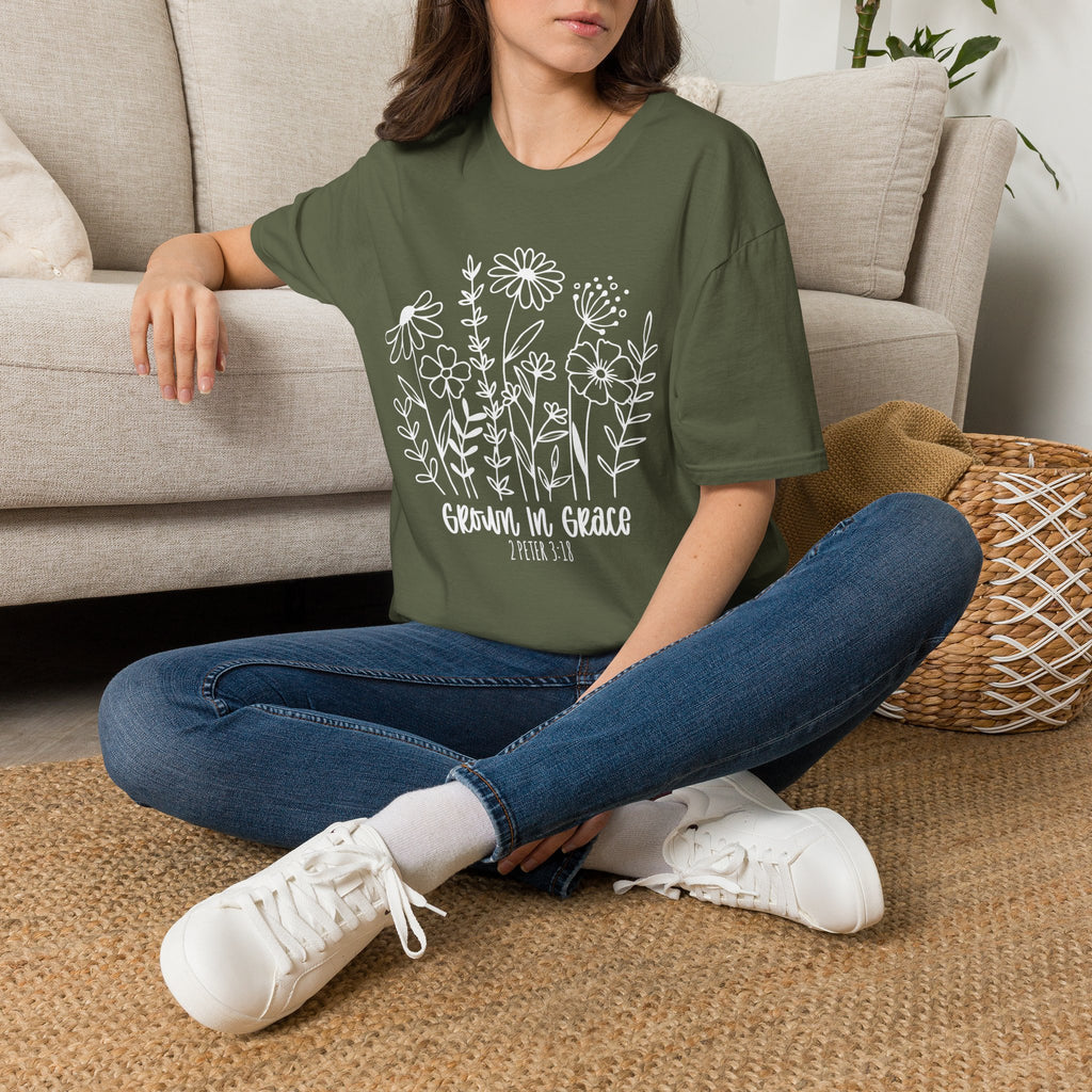 'Growing in Grace' Hand-Drawn Wildflower Tee