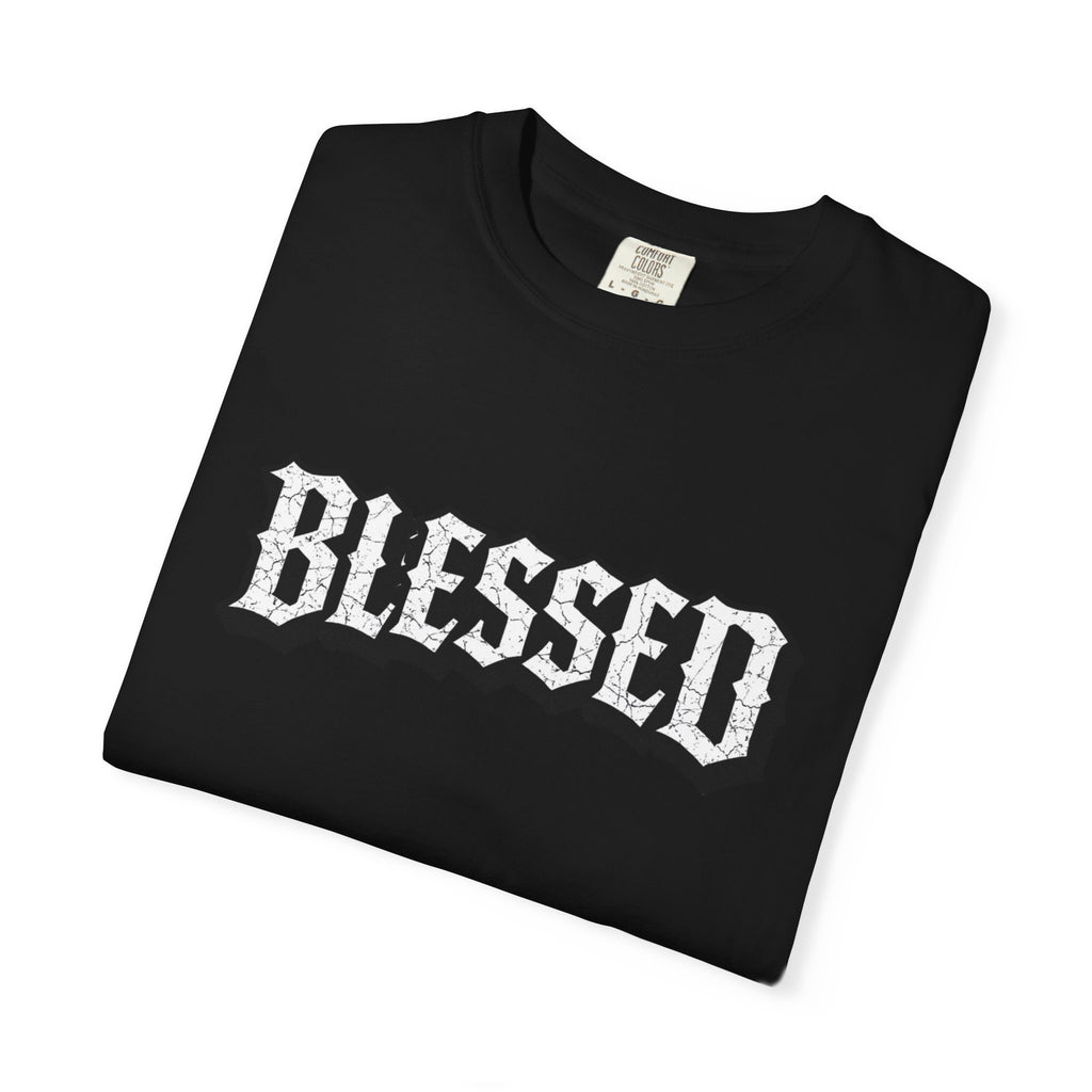 Blessed Script T-shirt | Garment-Dyed Casual Tee | Unisex T-shirt