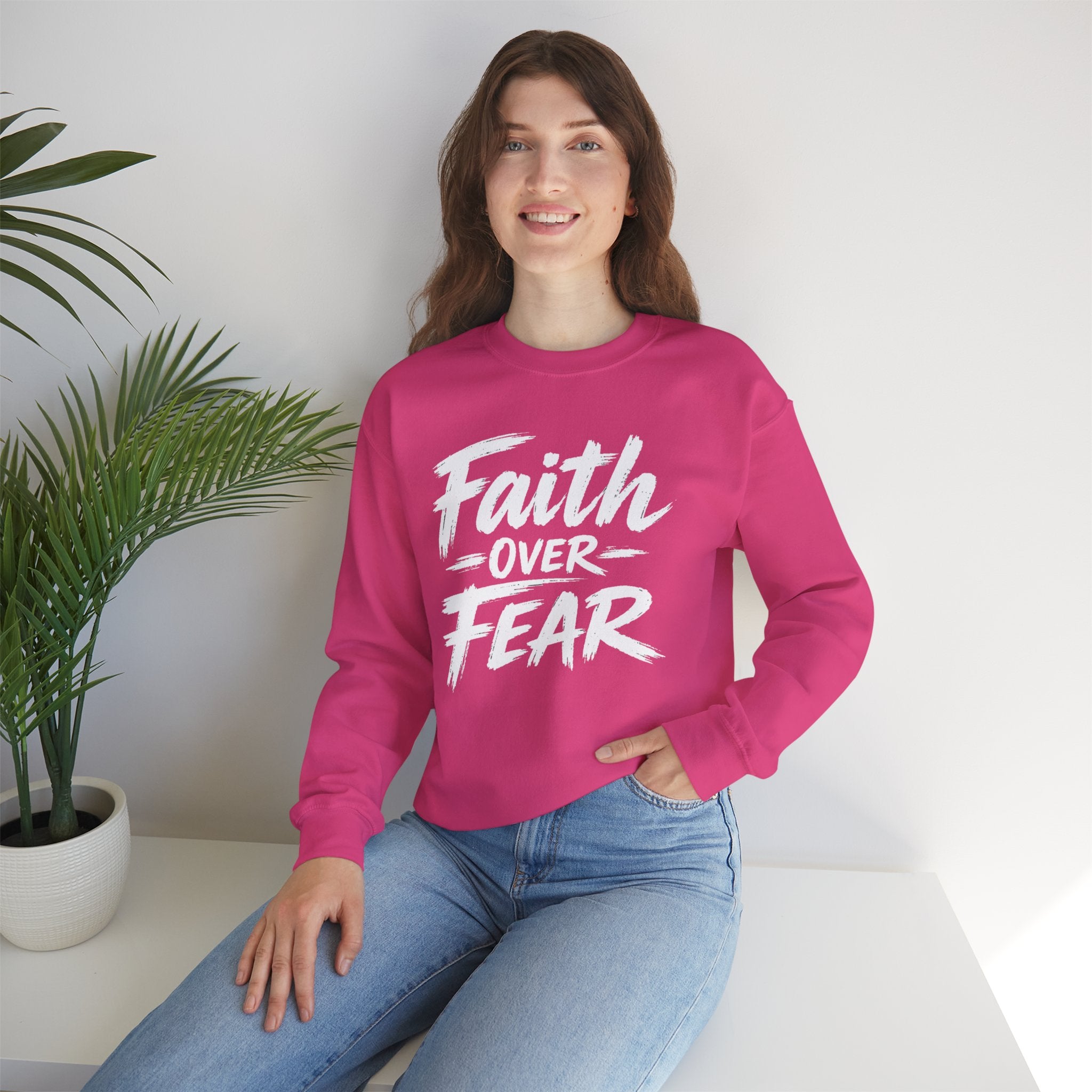 Faith Over Fear Sweatshirt | Inspirational Christian Typography Crewneck | Unisex sweatshirt