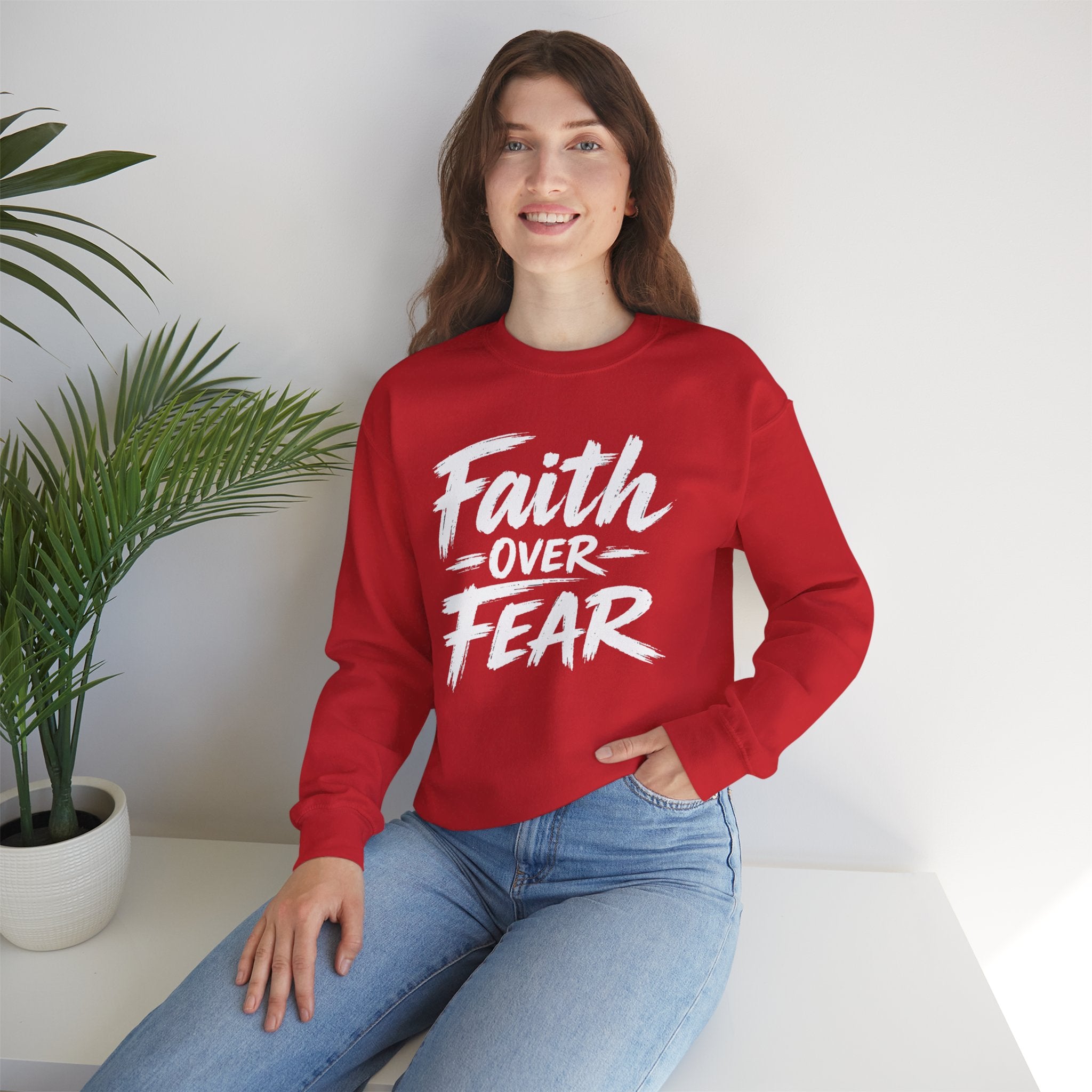 Faith Over Fear Sweatshirt | Inspirational Christian Typography Crewneck | Unisex sweatshirt