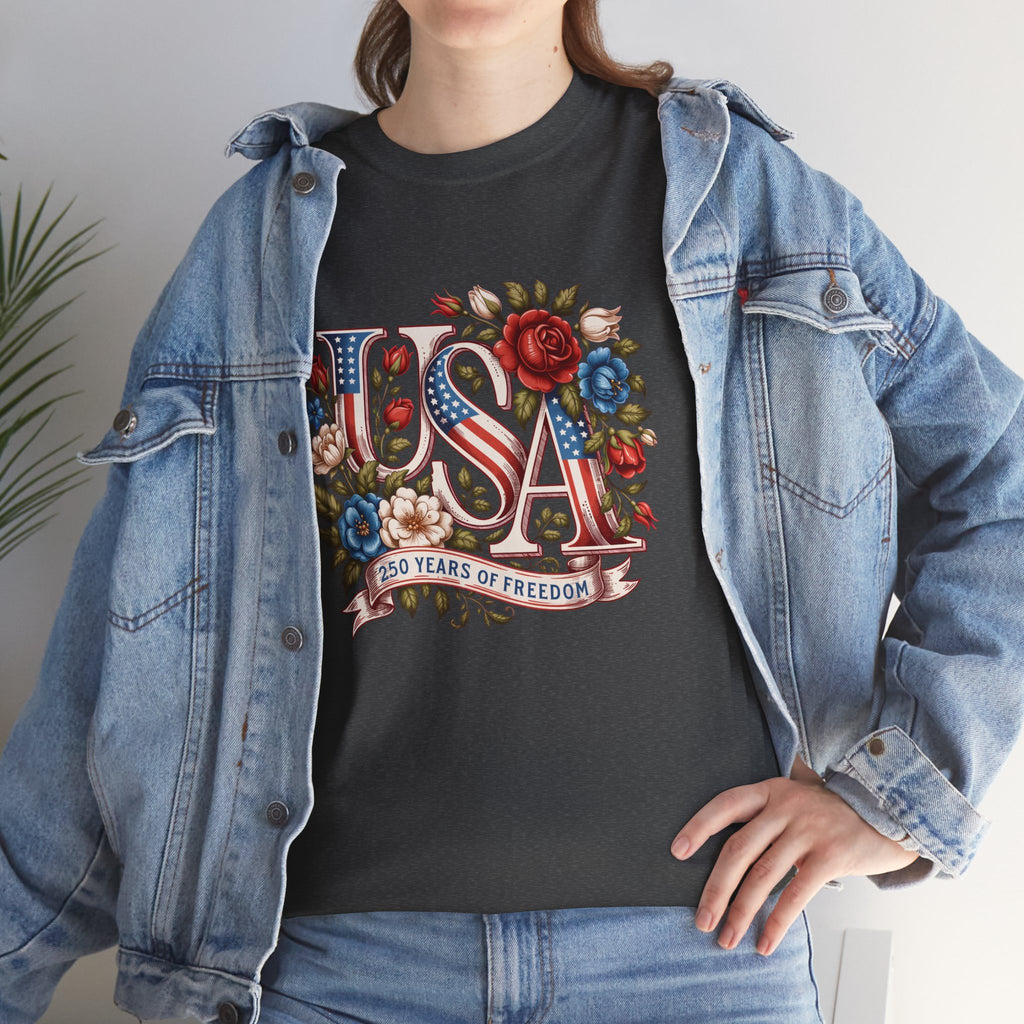 USA Floral 'Land of the Free' T-Shirt