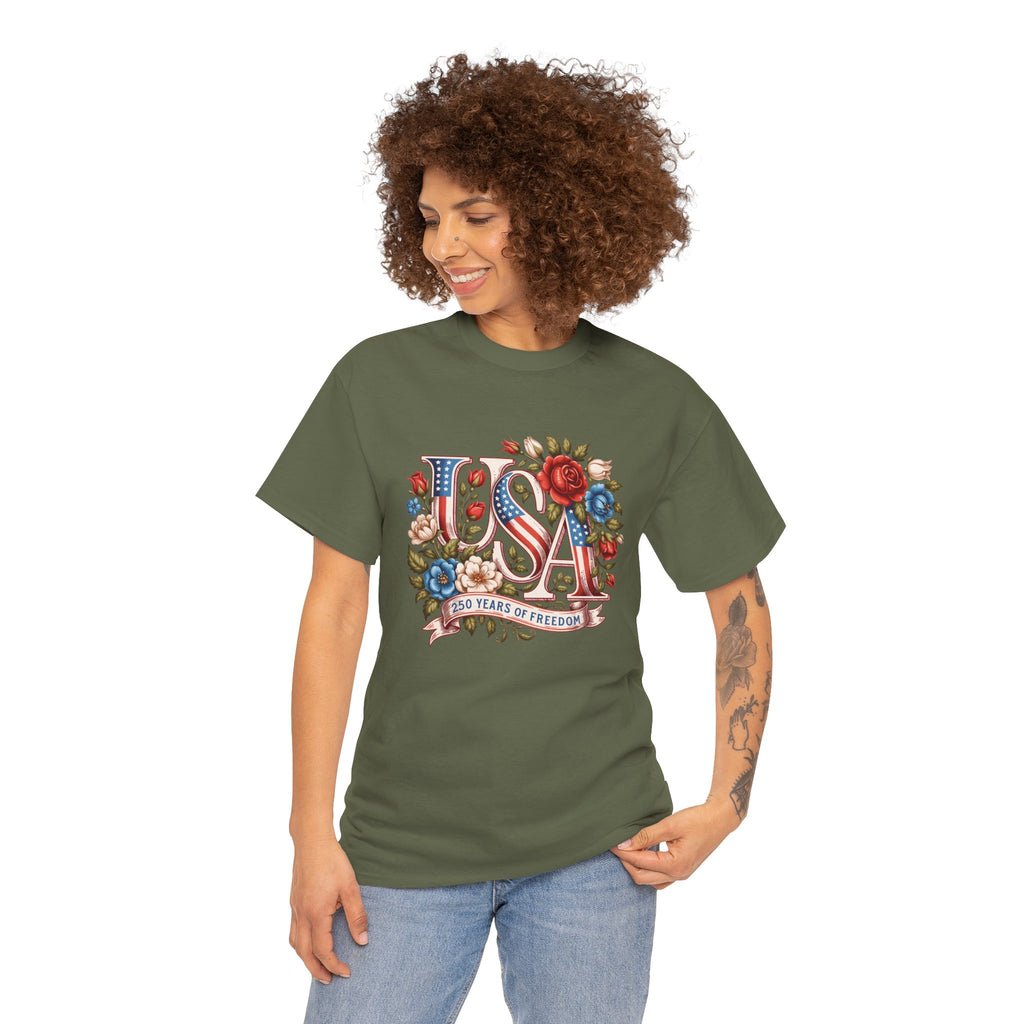 USA Floral 'Land of the Free' T-Shirt