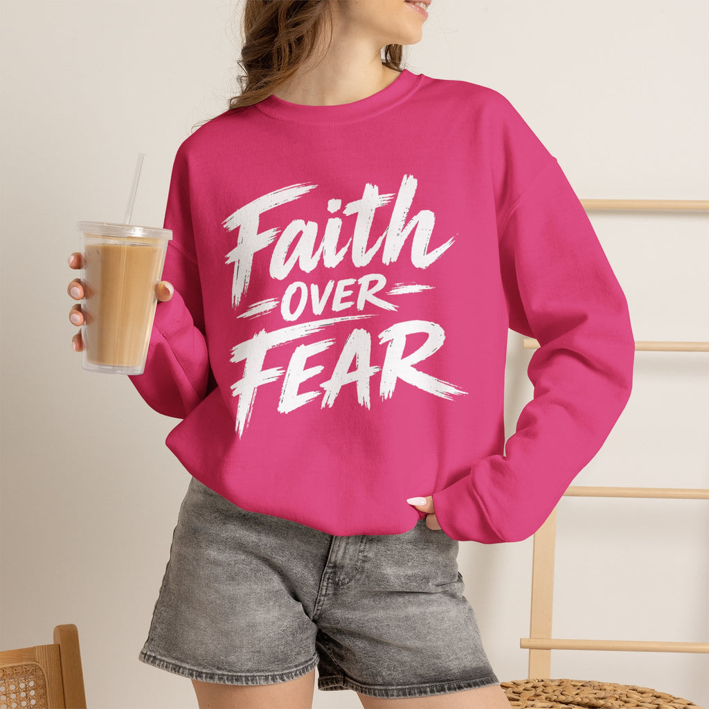 Faith Over Fear Sweatshirt | Inspirational Christian Typography Crewneck | Unisex sweatshirt