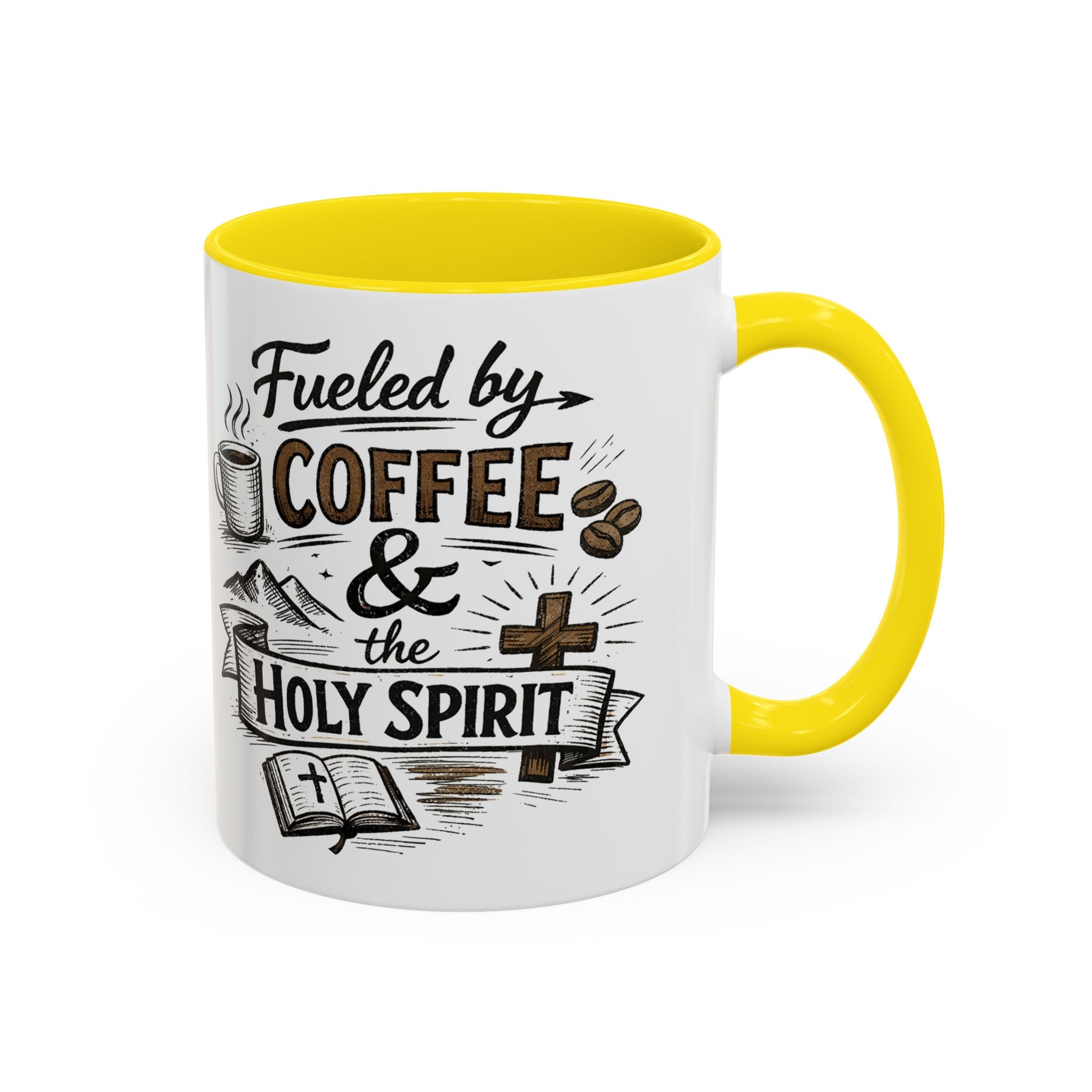 Fueled By Coffee And The Holy Spirit Accent Coffee Mug (11oz)